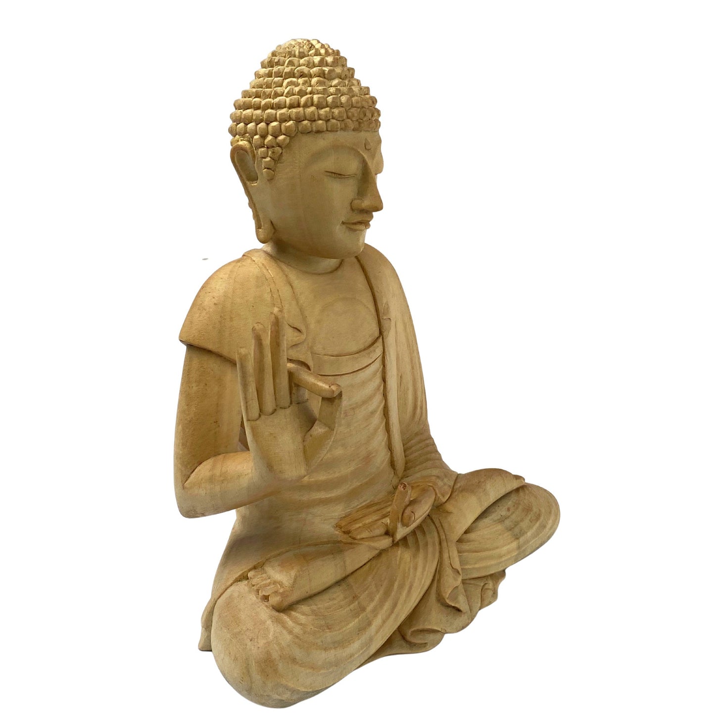 Teaching Buddha statue Dharmachakra Dharma Wheel Mudra Wood Carving Sculpture Bali Buddhist Art asian decor