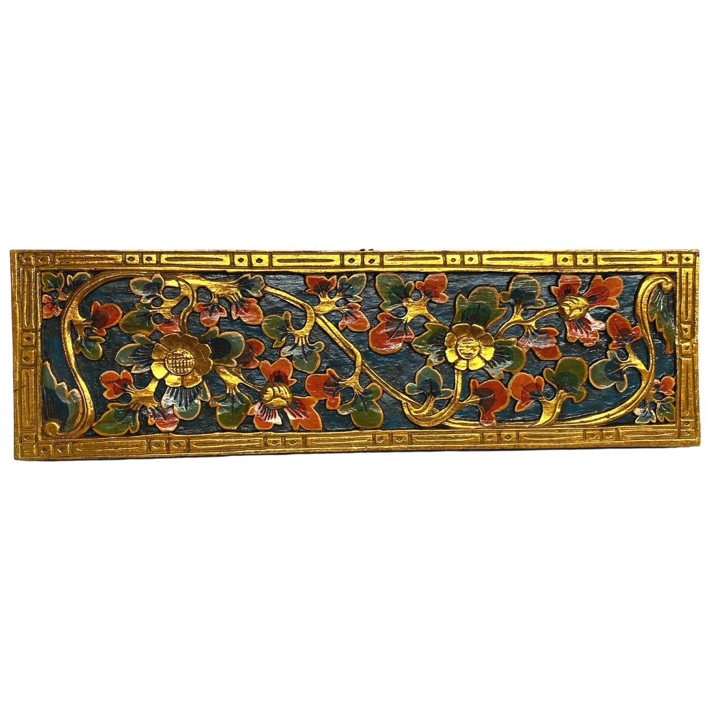 Balinese Lotus Panel architectural Relief Wood Carving Bali wall Art 39"