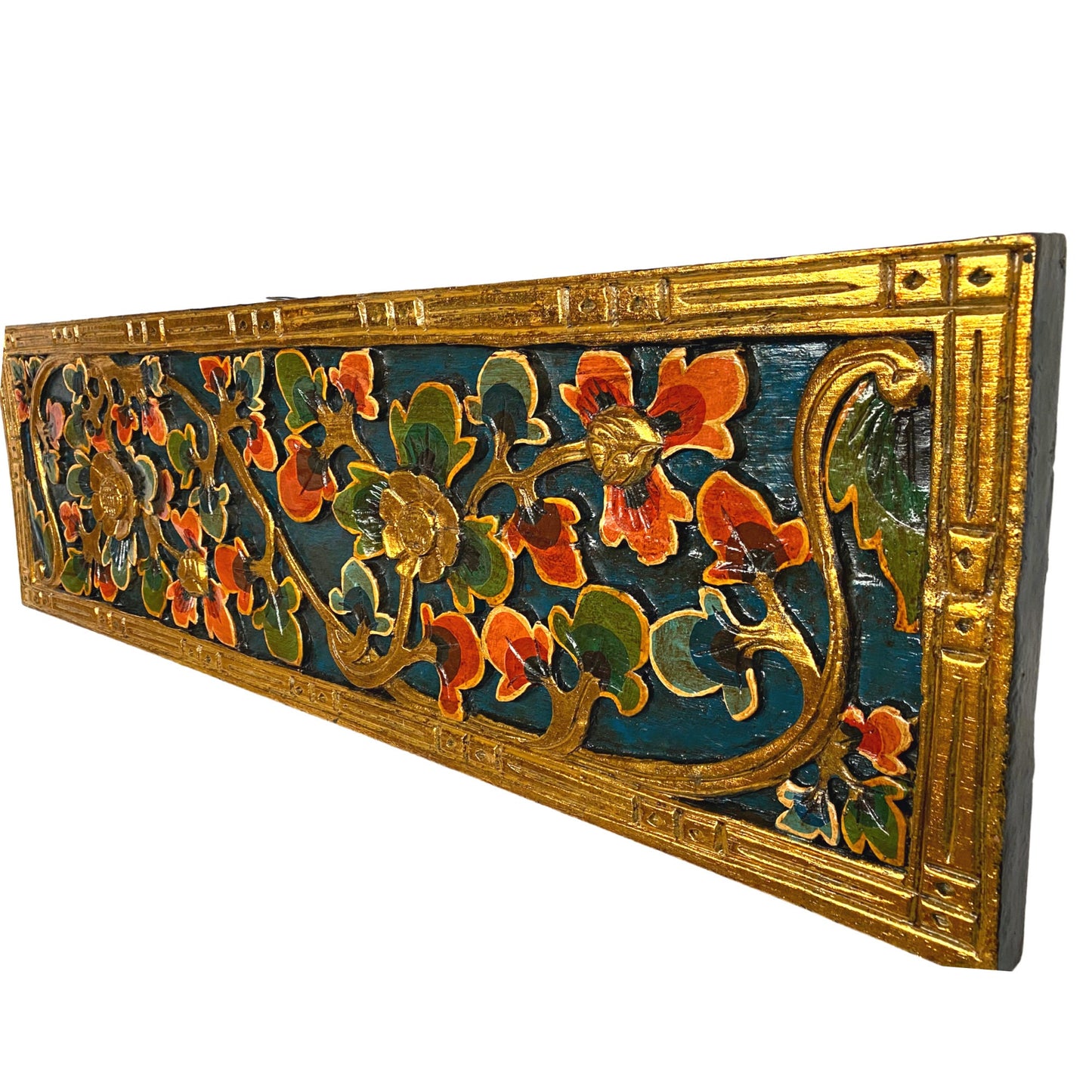 Balinese Lotus Panel architectural Relief Wood Carving Bali wall Art 39"