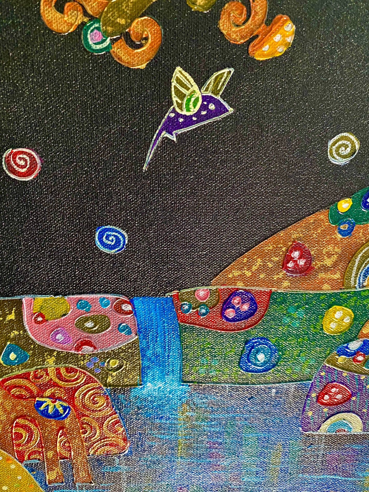 Tree of Life Fine art Painting acrylic on Canvas signed Agung Bali Wall Art Ubud Bali Klimt inspired