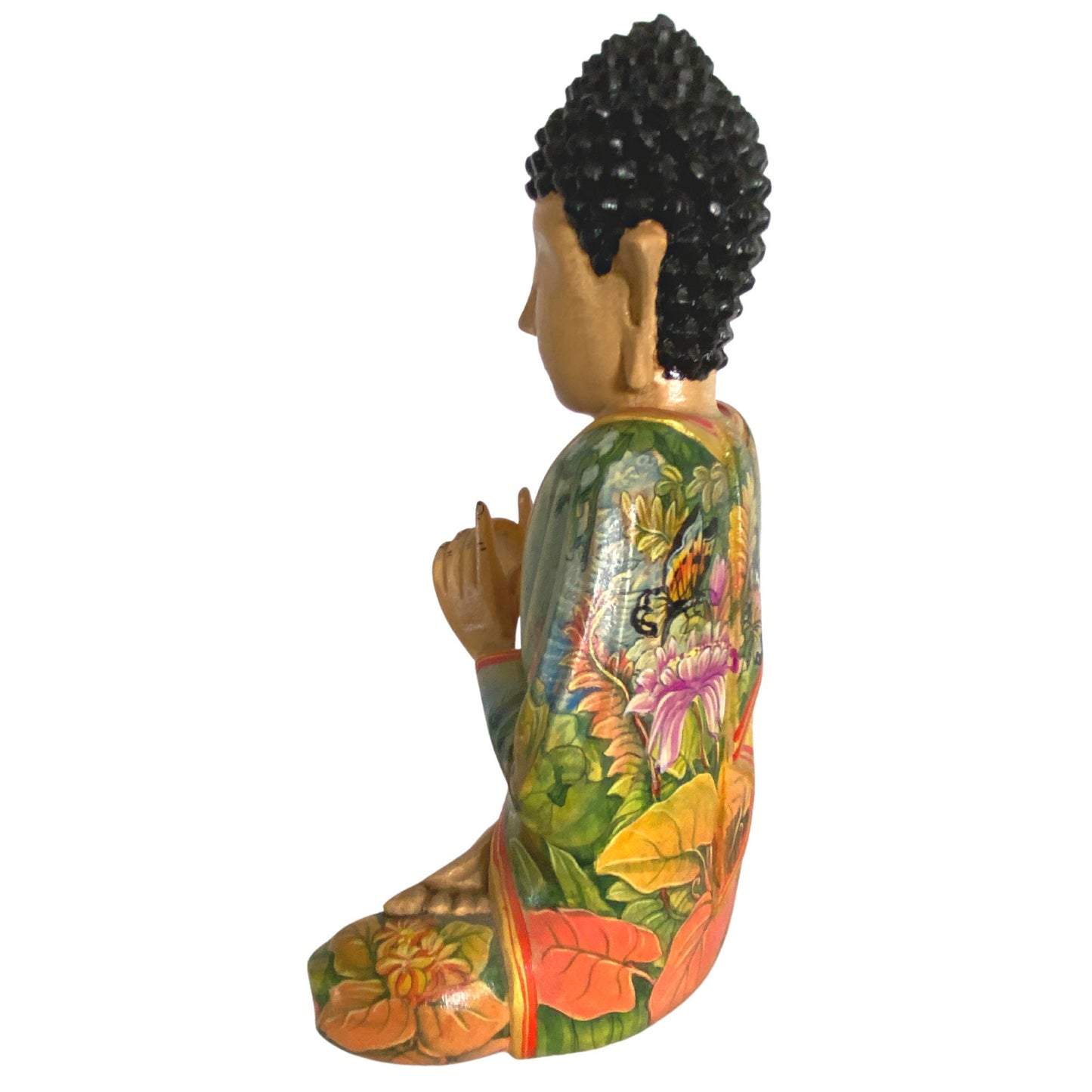 Wishing Jewel Buddha Manidhari Mudra Statue Hand Painted Wood Carving Sculpture Balinese Art
