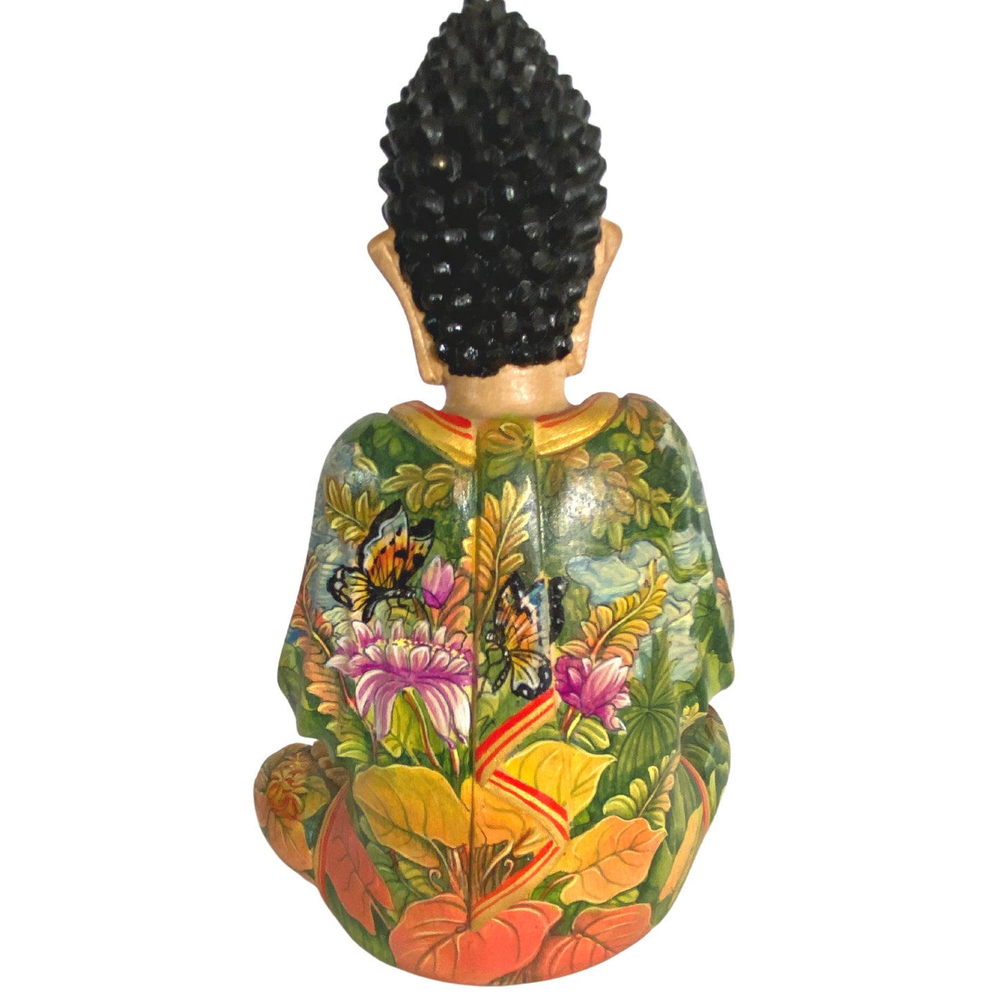 Wishing Jewel Buddha Manidhari Mudra Statue Hand Painted Wood Carving Sculpture Balinese Art