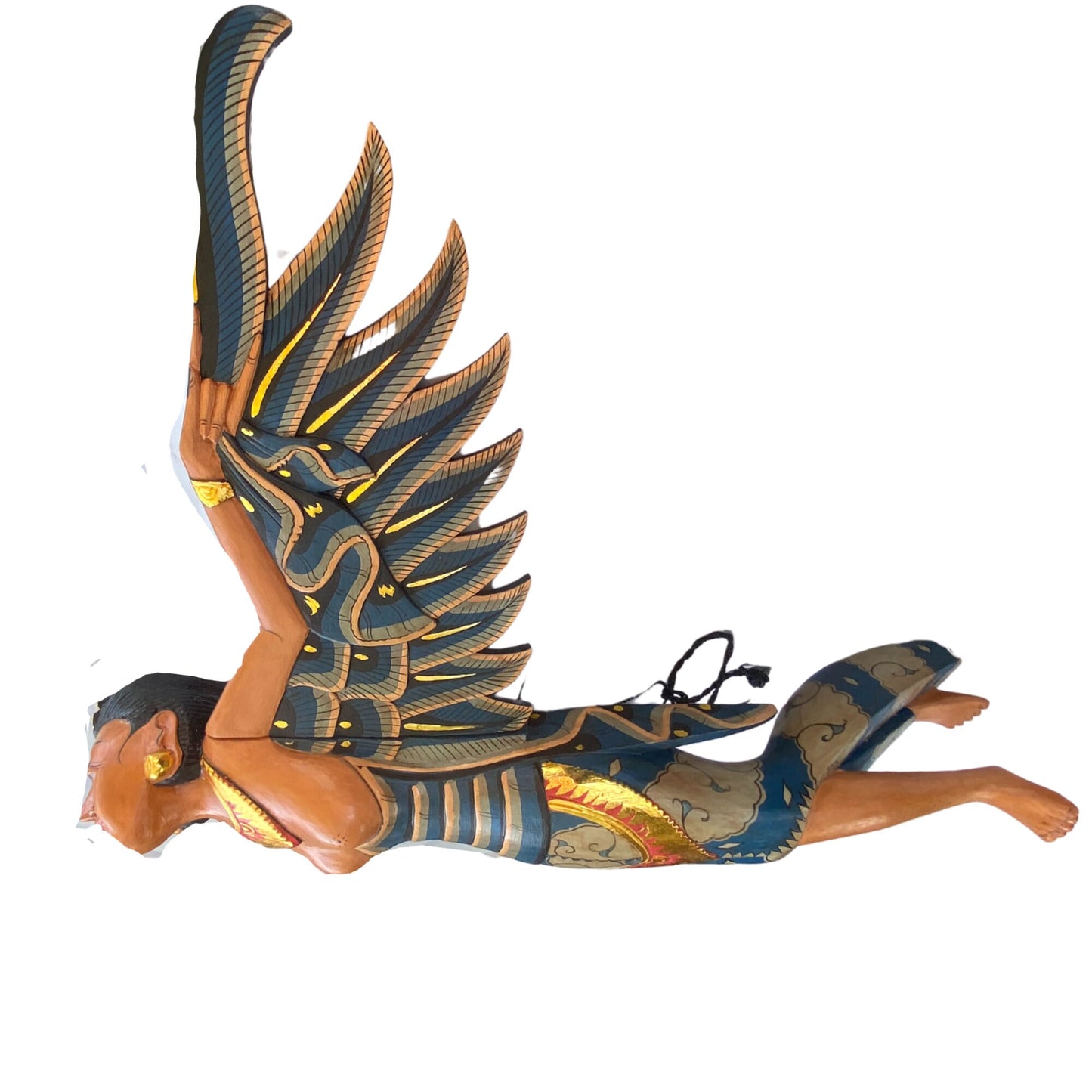 Balinese Winged Dewi Sri Goddess Mobile Demon Chaser Carved Wood Bali Art 34"