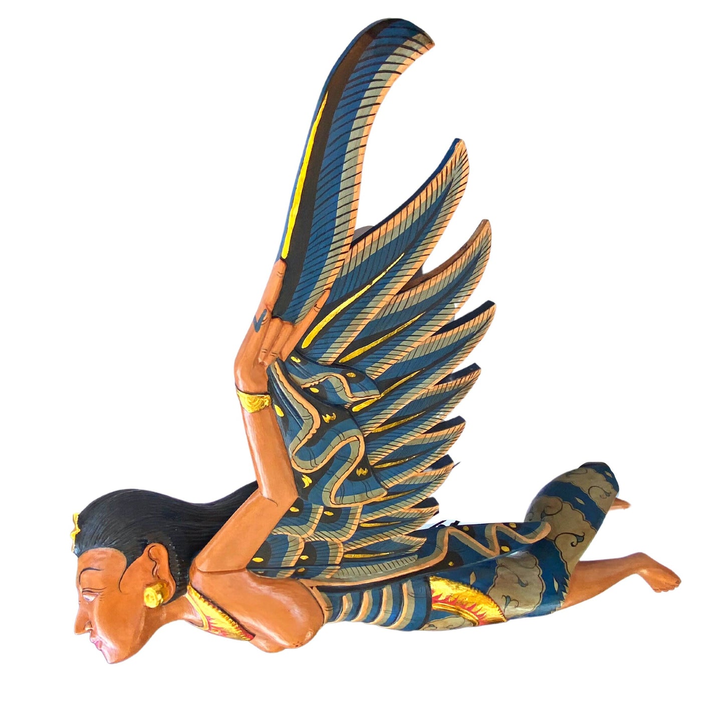 Balinese Winged Dewi Sri Goddess Mobile Demon Chaser Carved Wood Bali Art 34"