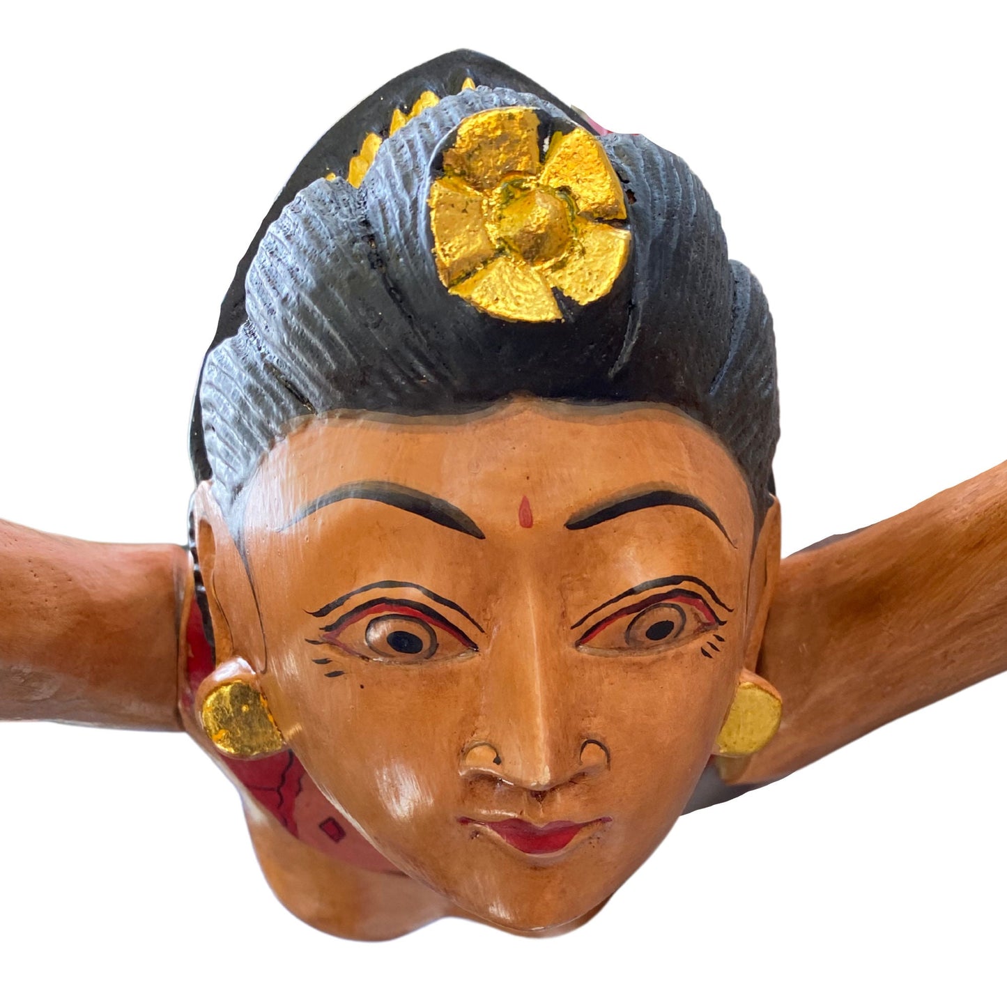 Bali Winged Flying Mermaid Mobile Spiritchaser cradle guardian Carved wood Balinese wood carving art Red 37"