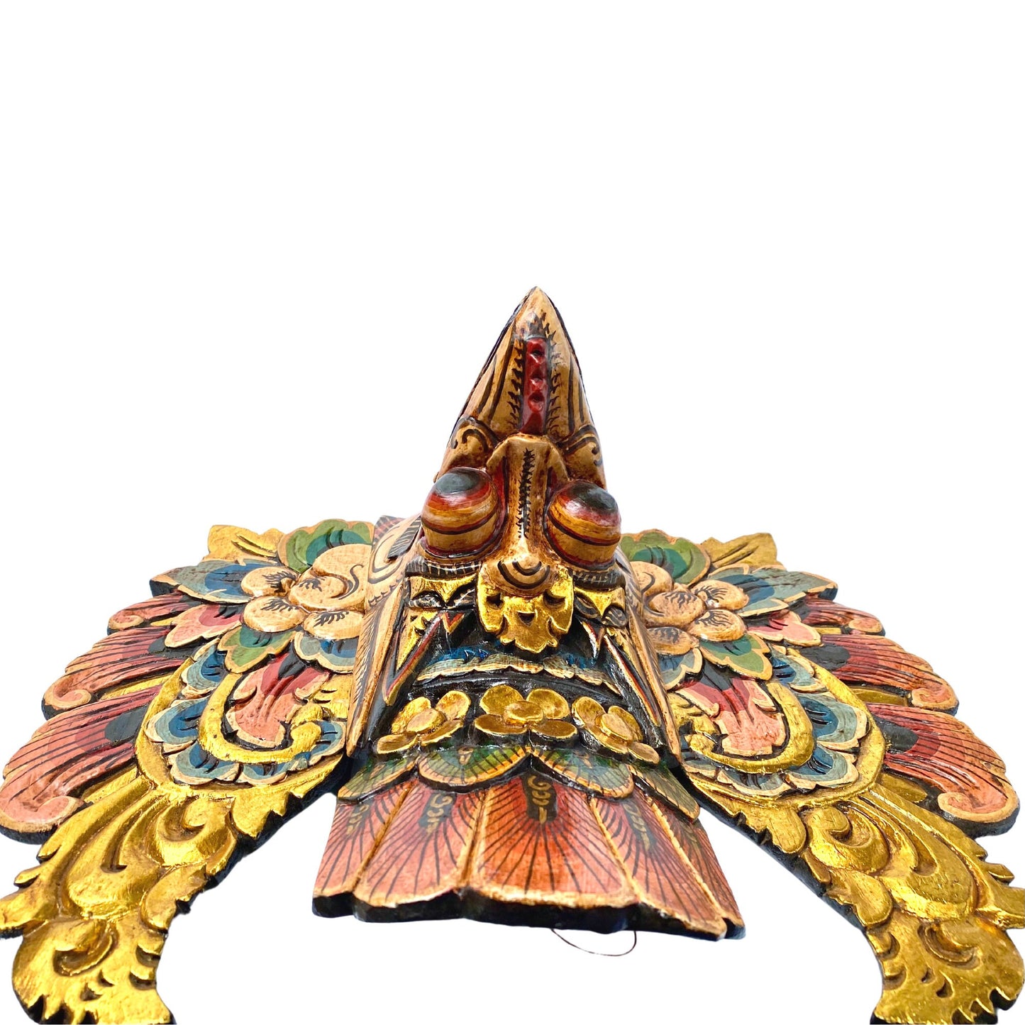 Balinese Mask Garuda Eagle Mask Protector Polychrome Hand Carved wood Carving Bali Folk Art Wooden Mask Wall Decor - Acadia World Traders