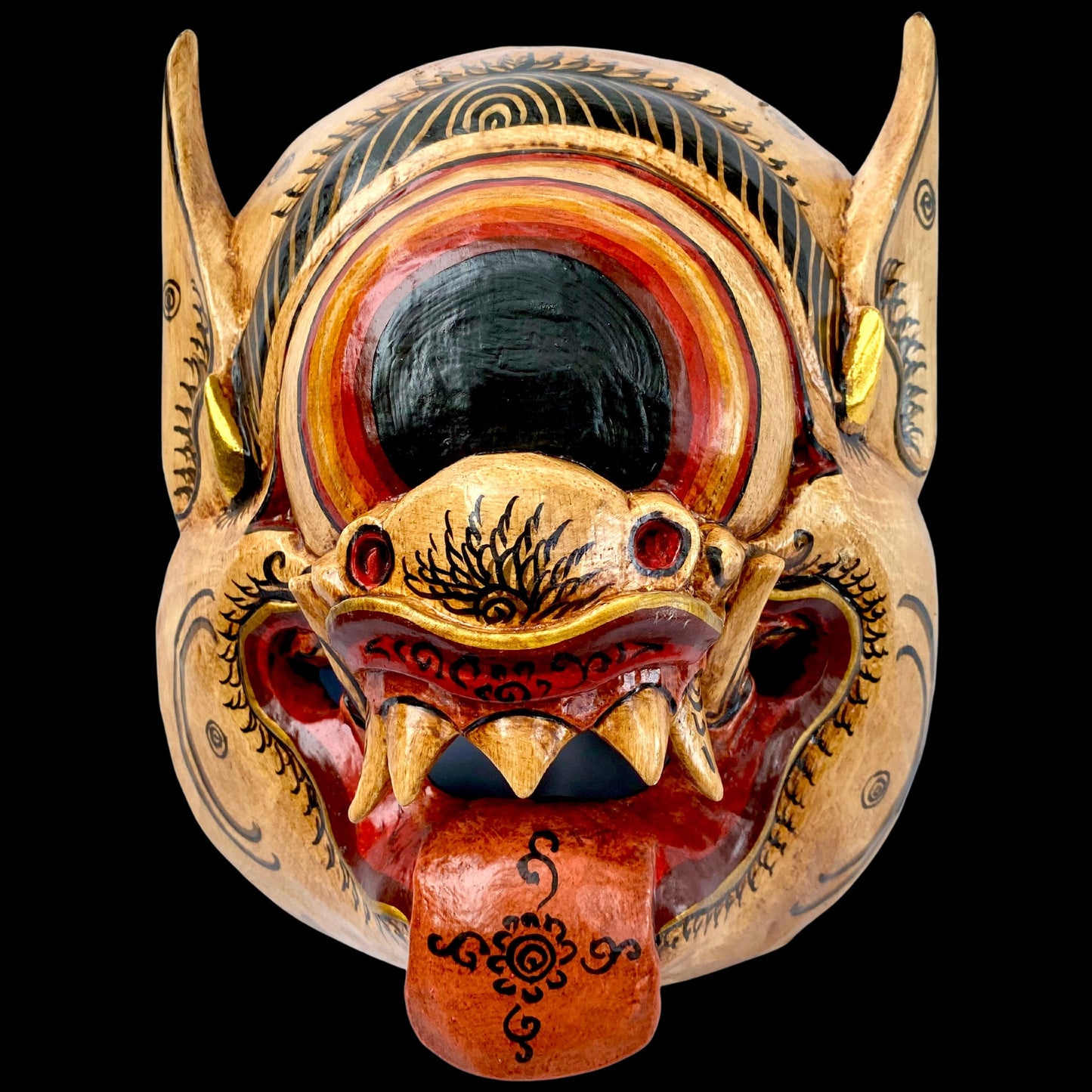 Balinese Mask Mata Besek Wooden Cyclops One Eyed Demon Monster Rakshasa Bali Folk Art Hand carved Wood Carving - Acadia World Traders