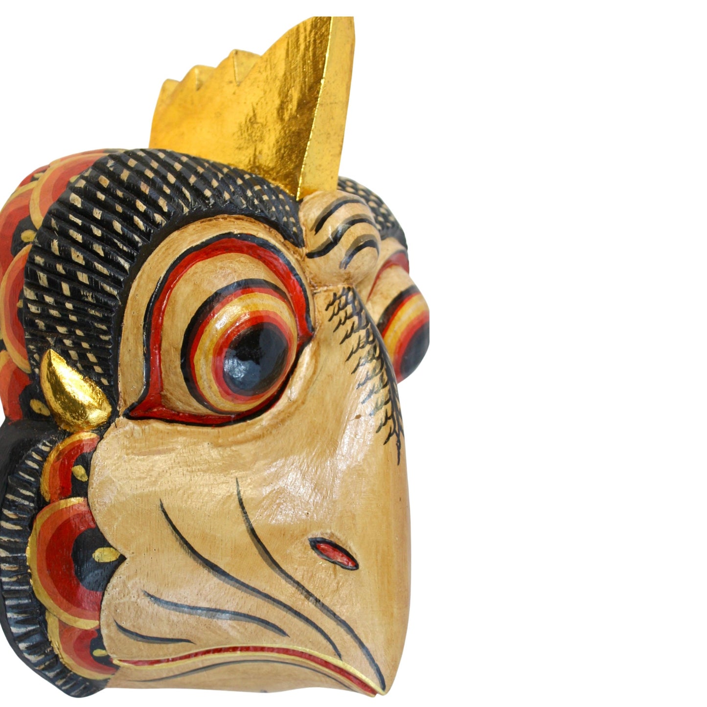 Balinese Chicken Mask Rooster Fowl polychrome Wooden Mask Bali Folk Art Hand carved wood Carving Wall Art Decor Indonesian - Acadia World Traders