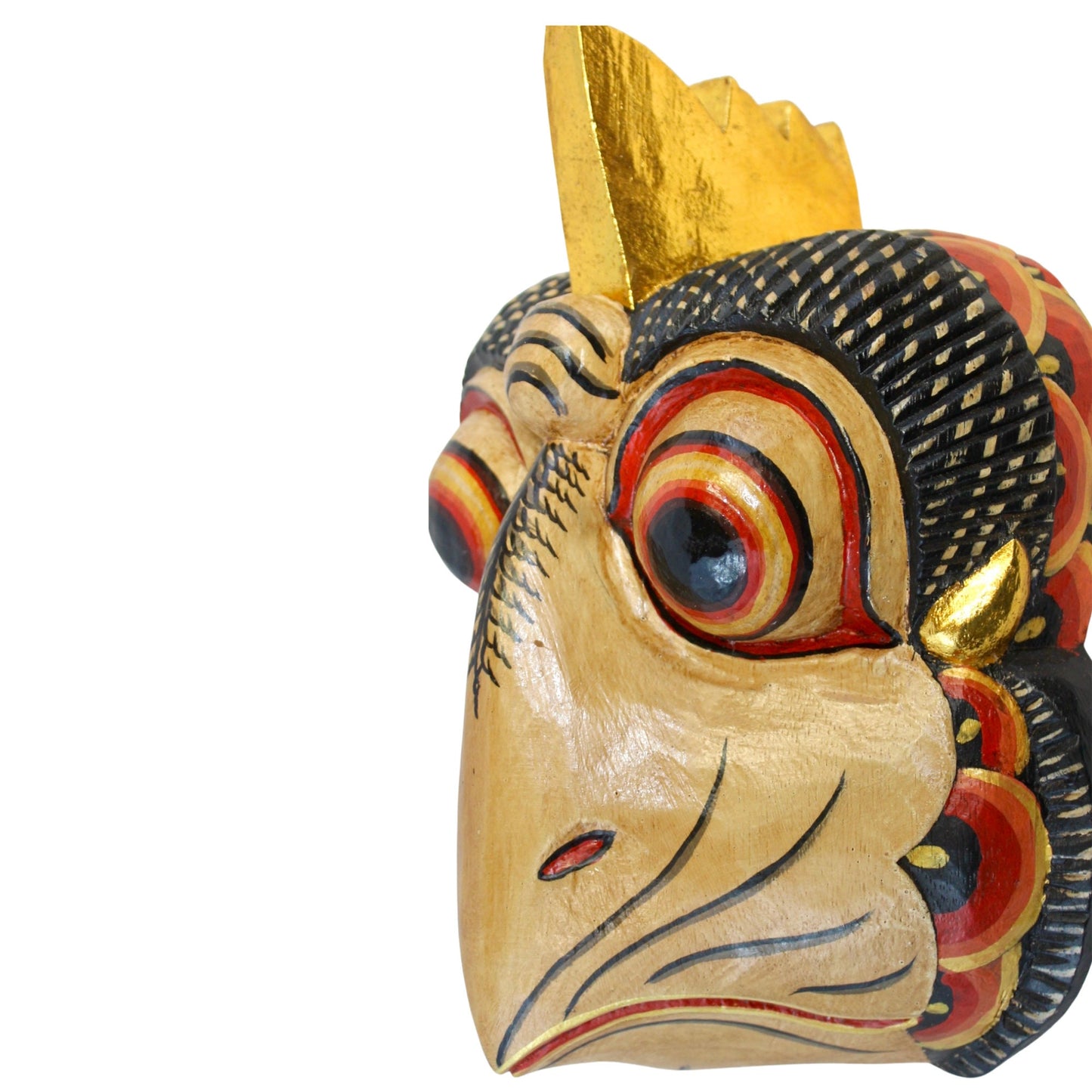 Balinese Chicken Mask Rooster Fowl polychrome Wooden Mask Bali Folk Art Hand carved wood Carving Wall Art Decor Indonesian - Acadia World Traders