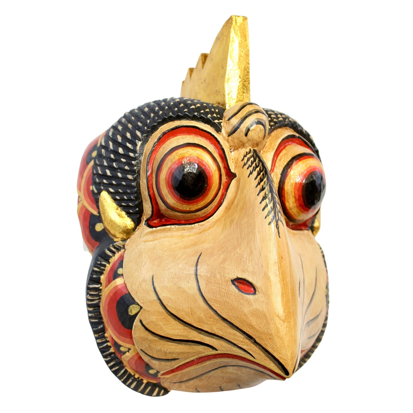 Balinese Chicken Mask Rooster Fowl polychrome Wooden Mask Bali Folk Art Hand carved wood Carving Wall Art Decor Indonesian - Acadia World Traders