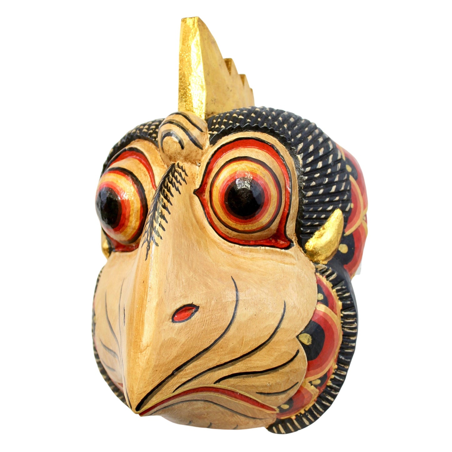 Balinese Chicken Mask Rooster Fowl polychrome Wooden Mask Bali Folk Art Hand carved wood Carving Wall Art Decor Indonesian - Acadia World Traders