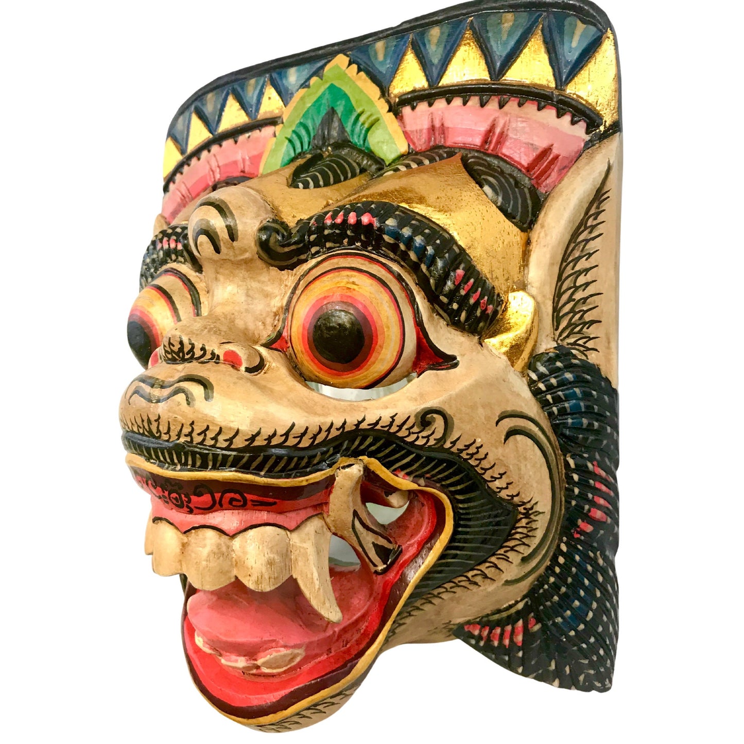 White Hanuman Mask the Monkey General Balinese Topeng Hand Carved Carving Wood Bali wall Art Wall art
