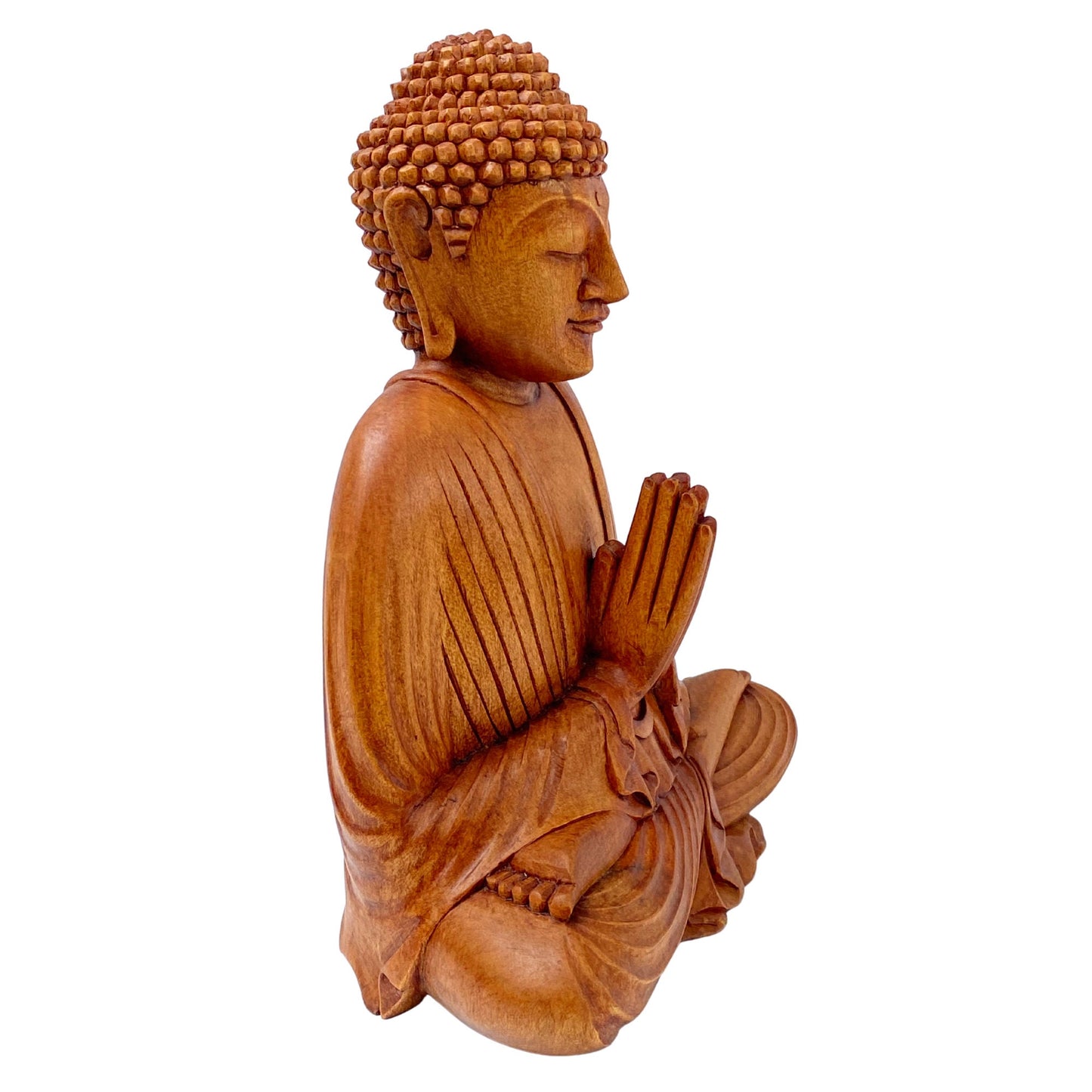 Namaste' Blessing Gautama Buddha Sculpture Handmade Hand Carved wood carving Statue Balinese Buddhist Art