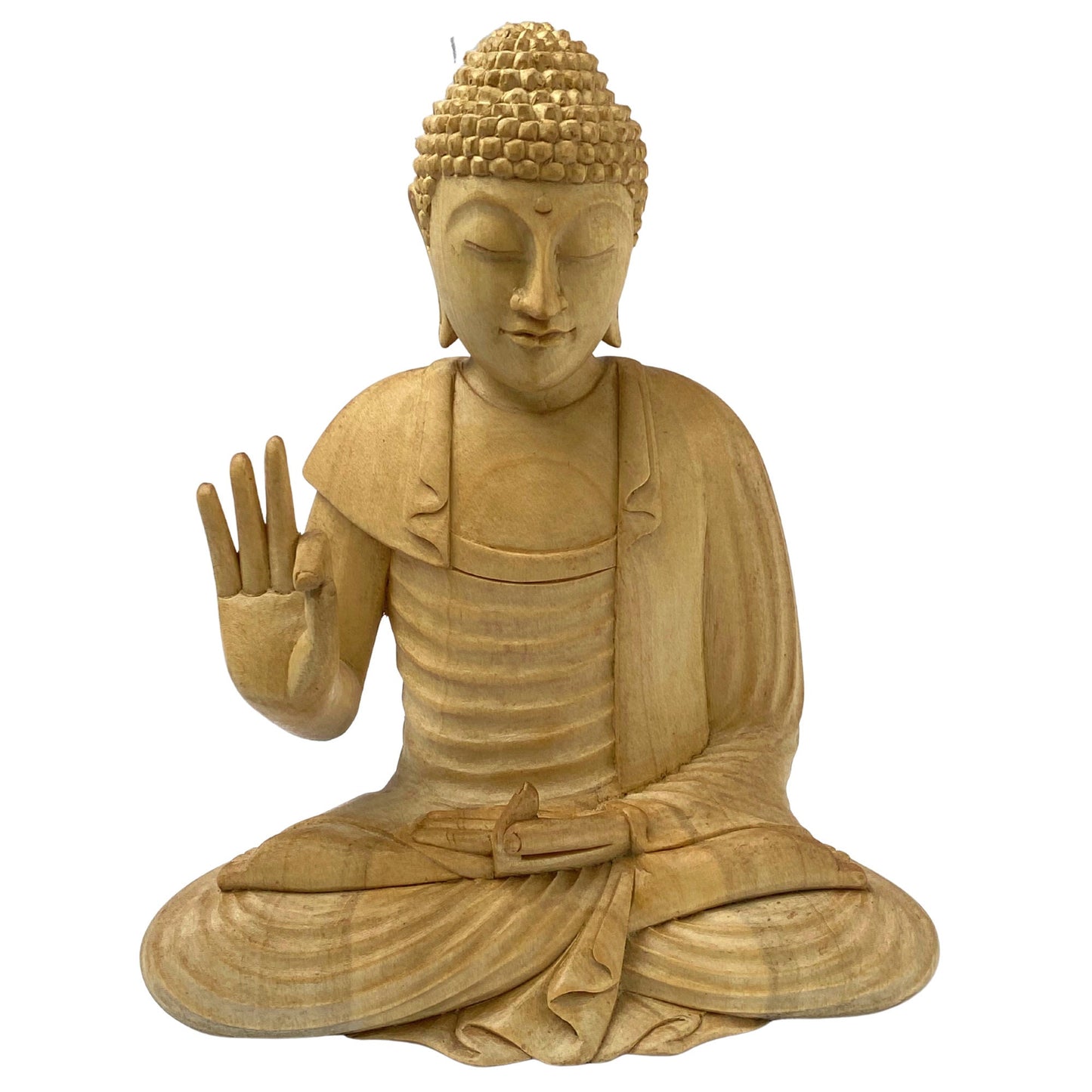 Teaching Buddha statue Dharmachakra Dharma Wheel Mudra Wood Carving Sculpture Bali Buddhist Art asian decor