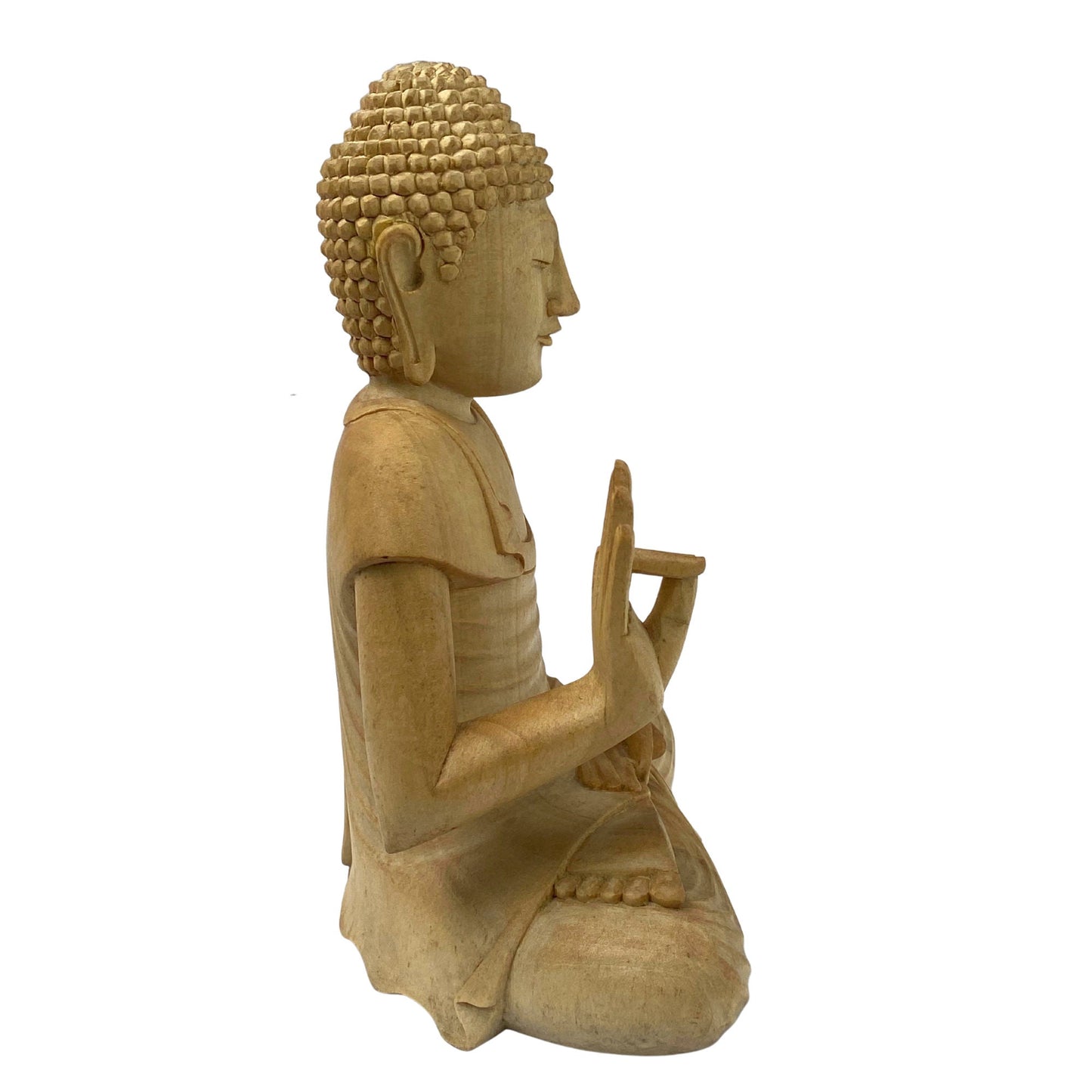 Teaching Buddha statue Dharmachakra Dharma Wheel Mudra Wood Carving Sculpture Bali Buddhist Art asian decor