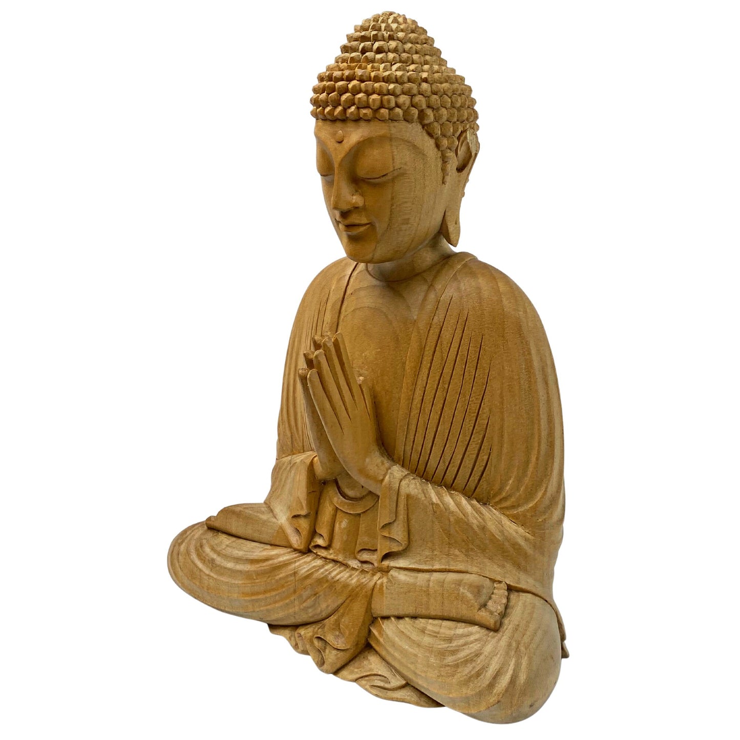 Namaste' Blessing Buddha Lotus Pose Sculpture Handmade Hand Carved wood carving Statue Balinese Buddhist Art