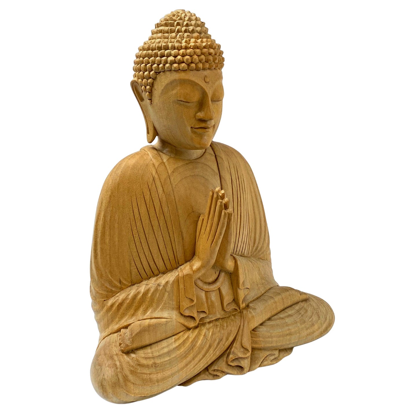 Namaste' Blessing Buddha Lotus Pose Sculpture Handmade Hand Carved wood carving Statue Balinese Buddhist Art