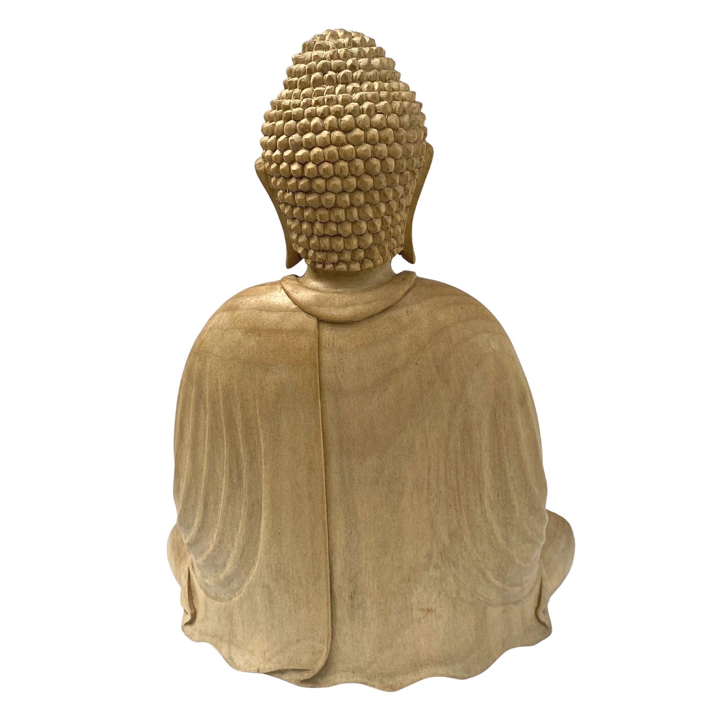 Meditating Buddha Statue Wishing Jewel Mudra hand Carved wood Sculpture Bali Art wood carving 10"
