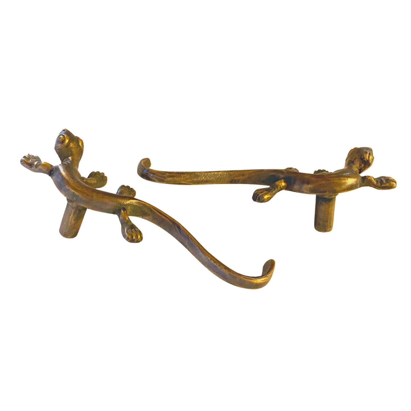 Brass Lizard Cabinet knobs: Handmade Gecko Door Pull Set