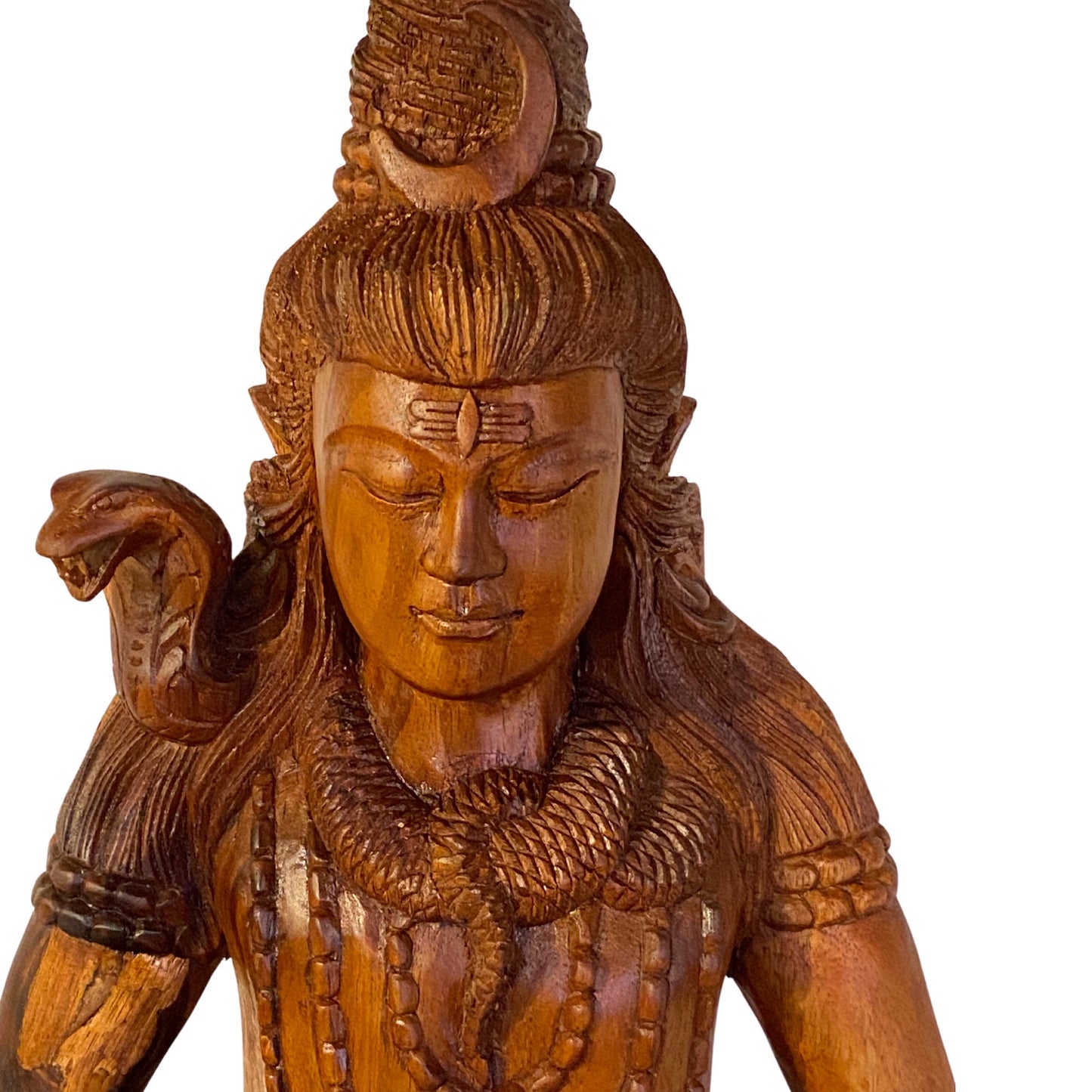 Lord Shiva Statue Seated upon Tiger in Lotus Pose Hand carved wood Carving sculpture Balinese Iconography Hindu Bali art