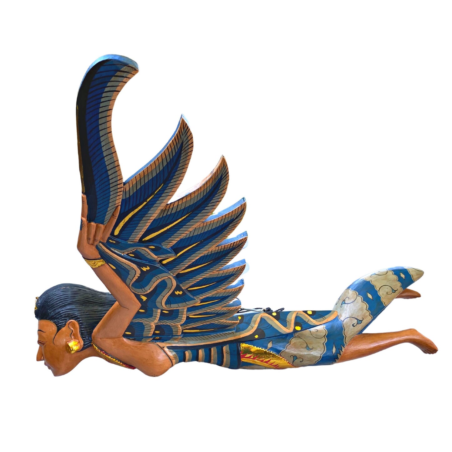 Balinese Winged Dewi Sri Goddess Mobile Demon Chaser Carved Wood Bali Art 34"