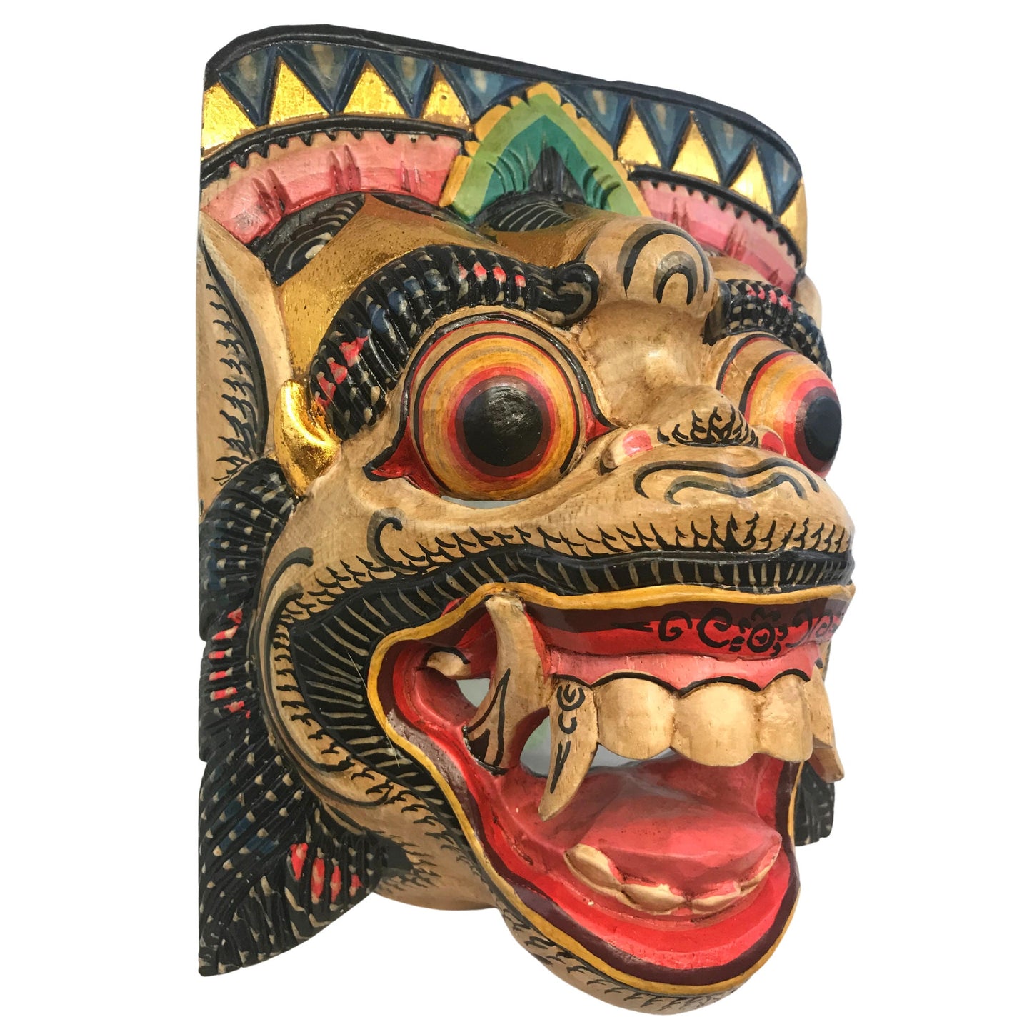 White Hanuman Mask the Monkey General Balinese Topeng Hand Carved Carving Wood Bali wall Art Wall art