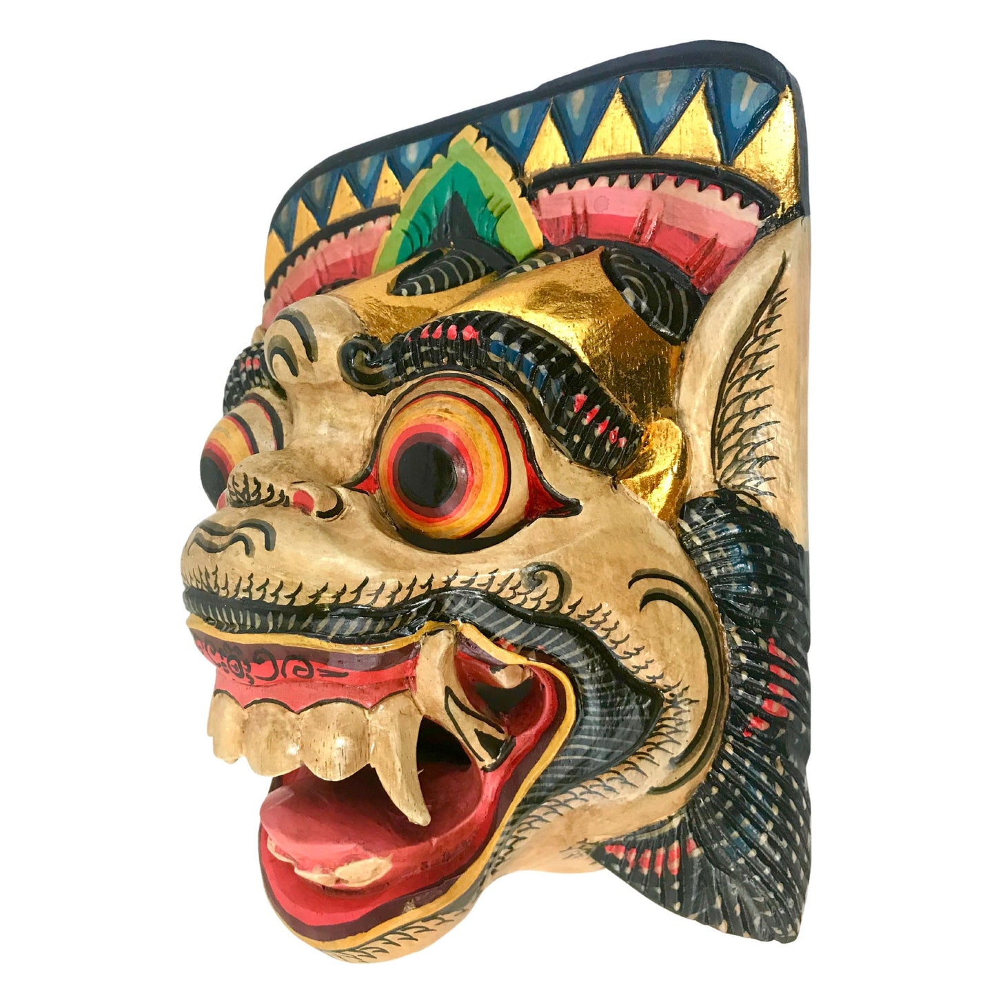 White Hanuman Mask the Monkey General Balinese Topeng Hand Carved Carving Wood Bali wall Art Wall art