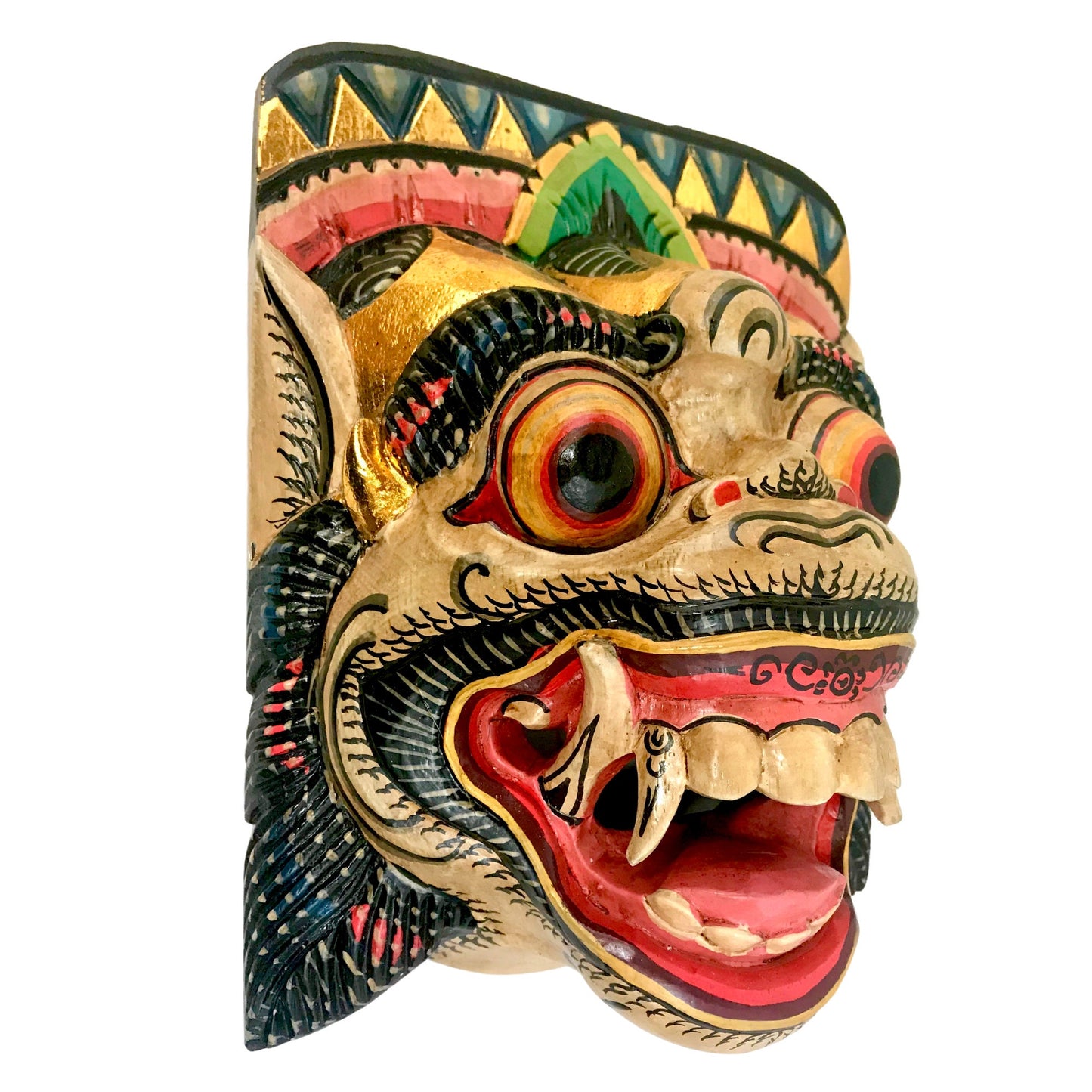 White Hanuman Mask the Monkey General Balinese Topeng Hand Carved Carving Wood Bali wall Art Wall art
