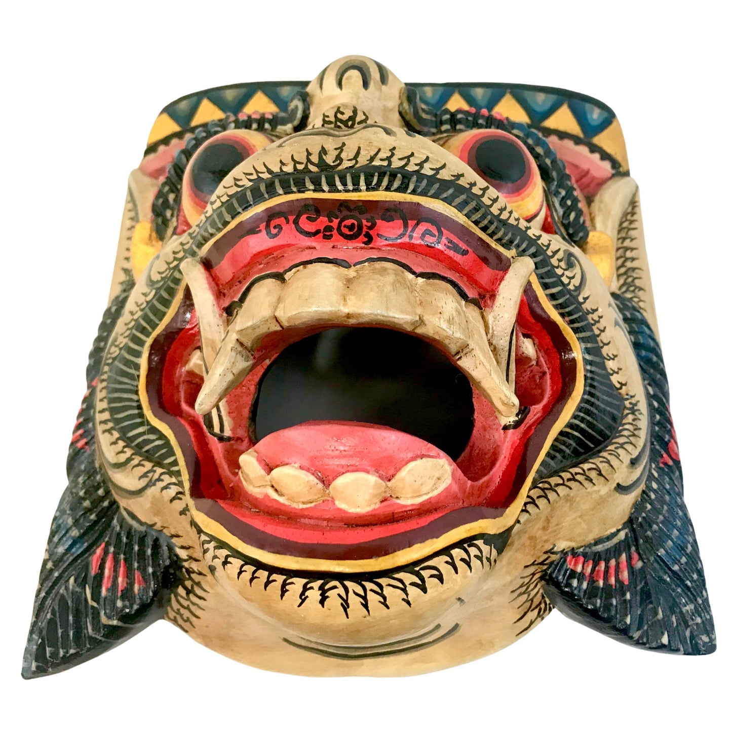 White Hanuman Mask the Monkey General Balinese Topeng Hand Carved Carving Wood Bali wall Art Wall art