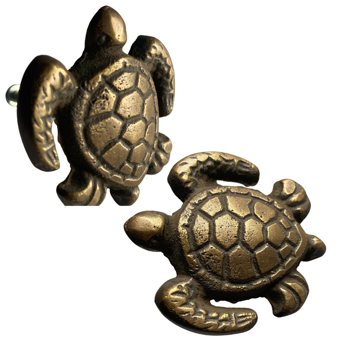Brass Sea Turtle Drawer Pull: Nautical Cabinet Knob, Wall Hook