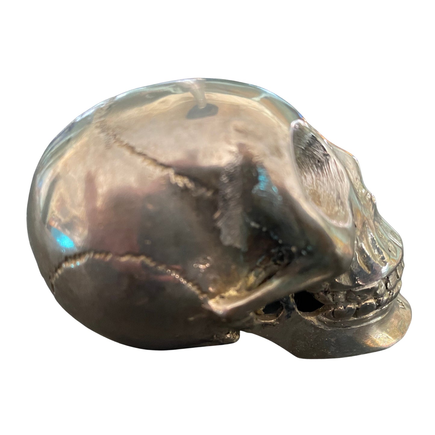 Gothic Skull Statue lost wax handmade Cast silvered Bronze sculpture - Acadia World Traders