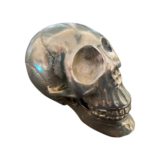 Gothic  Skull Statue lost wax handmade Cast silvered Bronze sculpture - Acadia World Traders