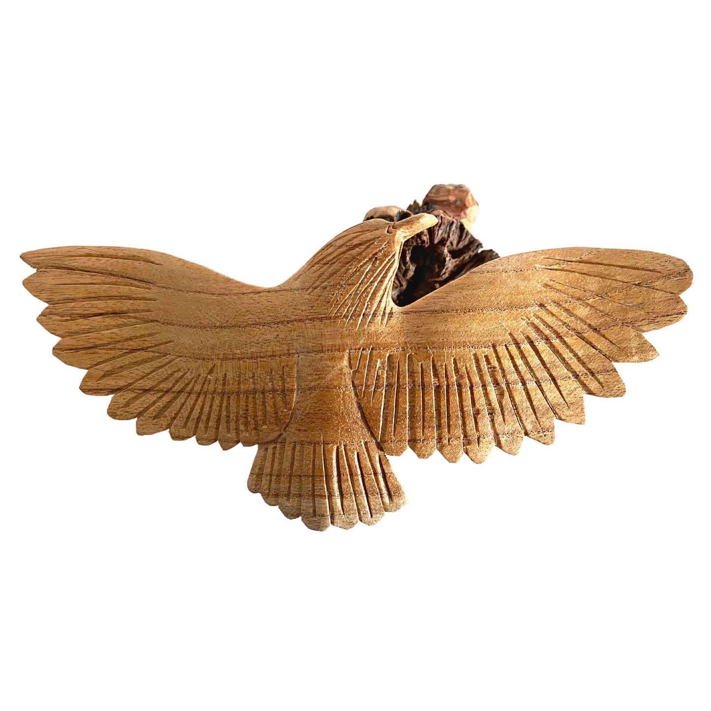 Swooping Eagle Bird of Prey Sculpture Hand Carved Parasite Mushroom Wood Statue Bali art