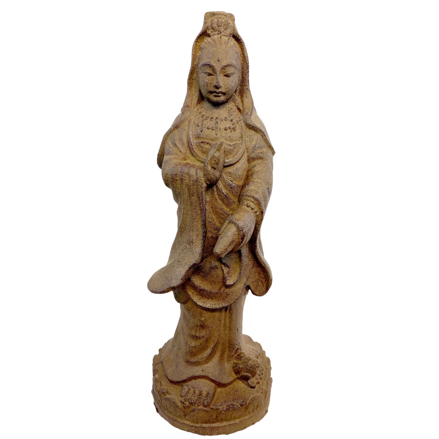 Guanyin Garden Statue Quanyin Kwanyin Goddess Of Mercy Cast Lava Stone sculpture Decor yard Art Sculpture Bodhisattva Of Compassion - Acadia World Traders