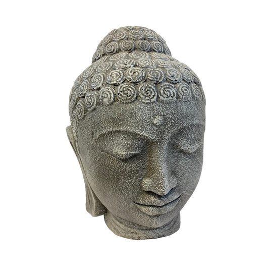Peaceful Buddha Bust Statue Balinese Art Home Garden Decor Handcrafted Cast concrete and Lava stone Bali sculpture Buddhist art - Acadia World Traders