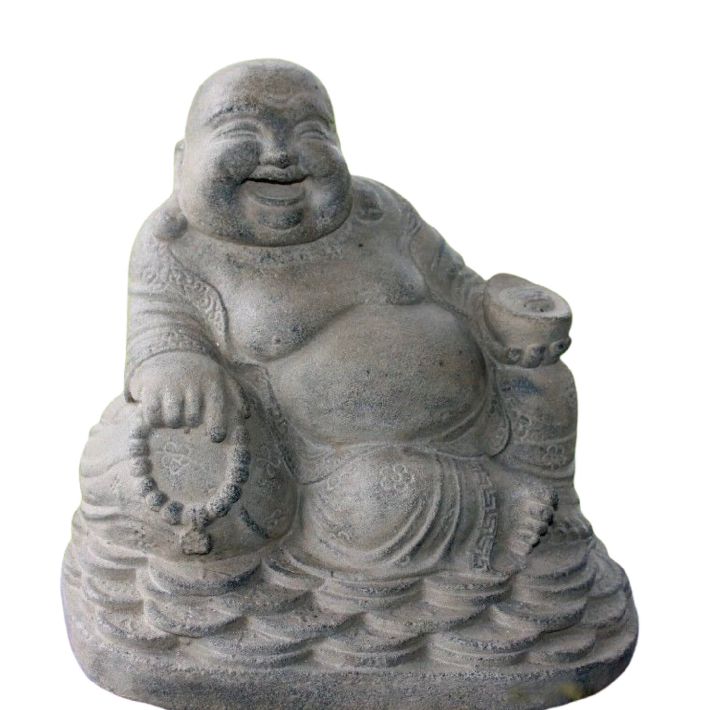 Hotei Budai Prosperity Laughing Buddha Garden Statue Handmade cast lava stone Sculpture Bali Yard Art