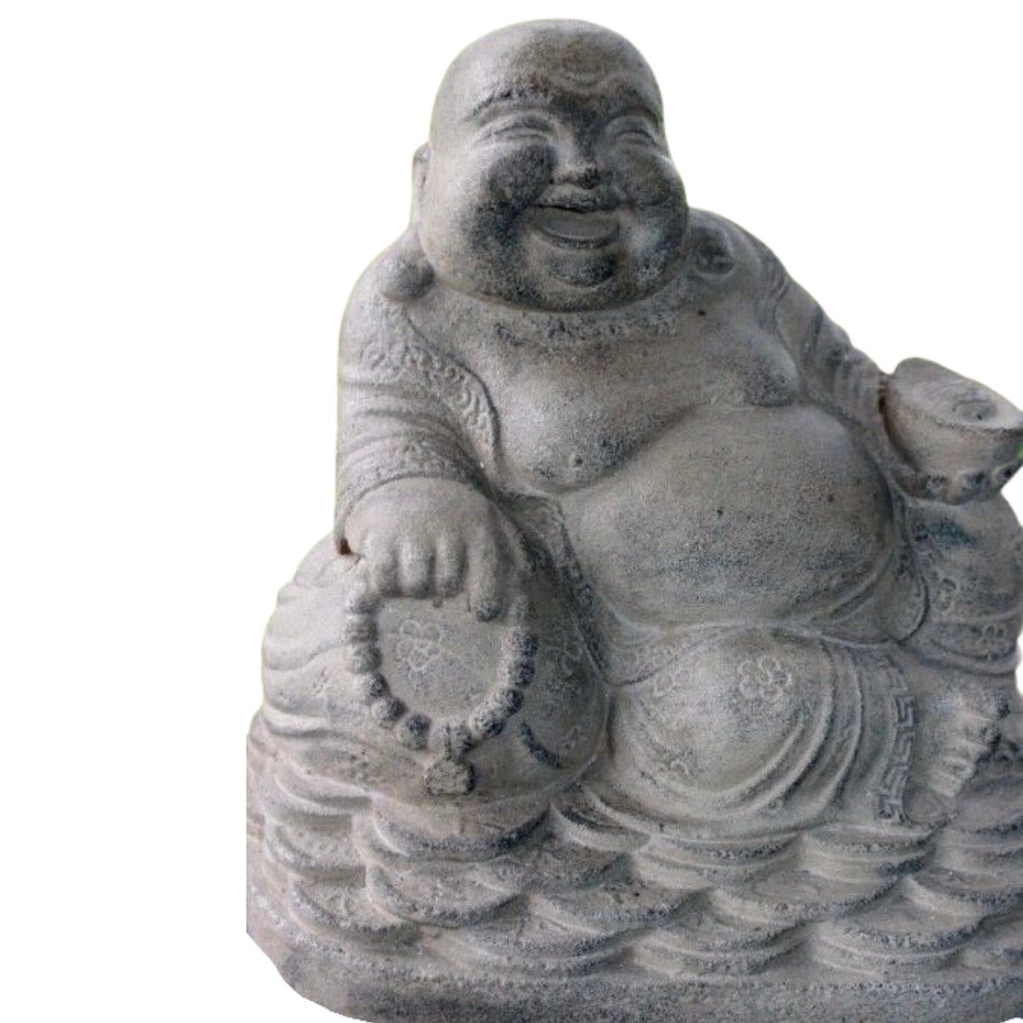 Hotei Budai Prosperity Laughing Buddha Garden Statue Handmade cast lava stone Sculpture Bali Yard Art