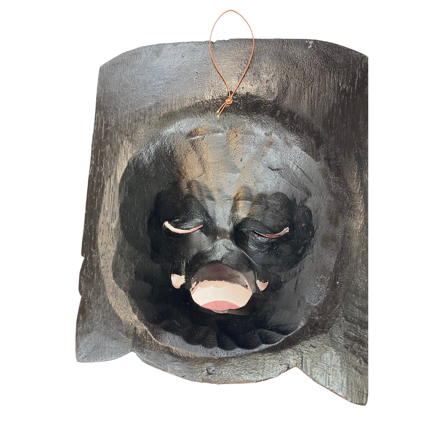 Hand Carved Hanuman Mask: Balinese Polychrome Wood Carving Wall Decor
