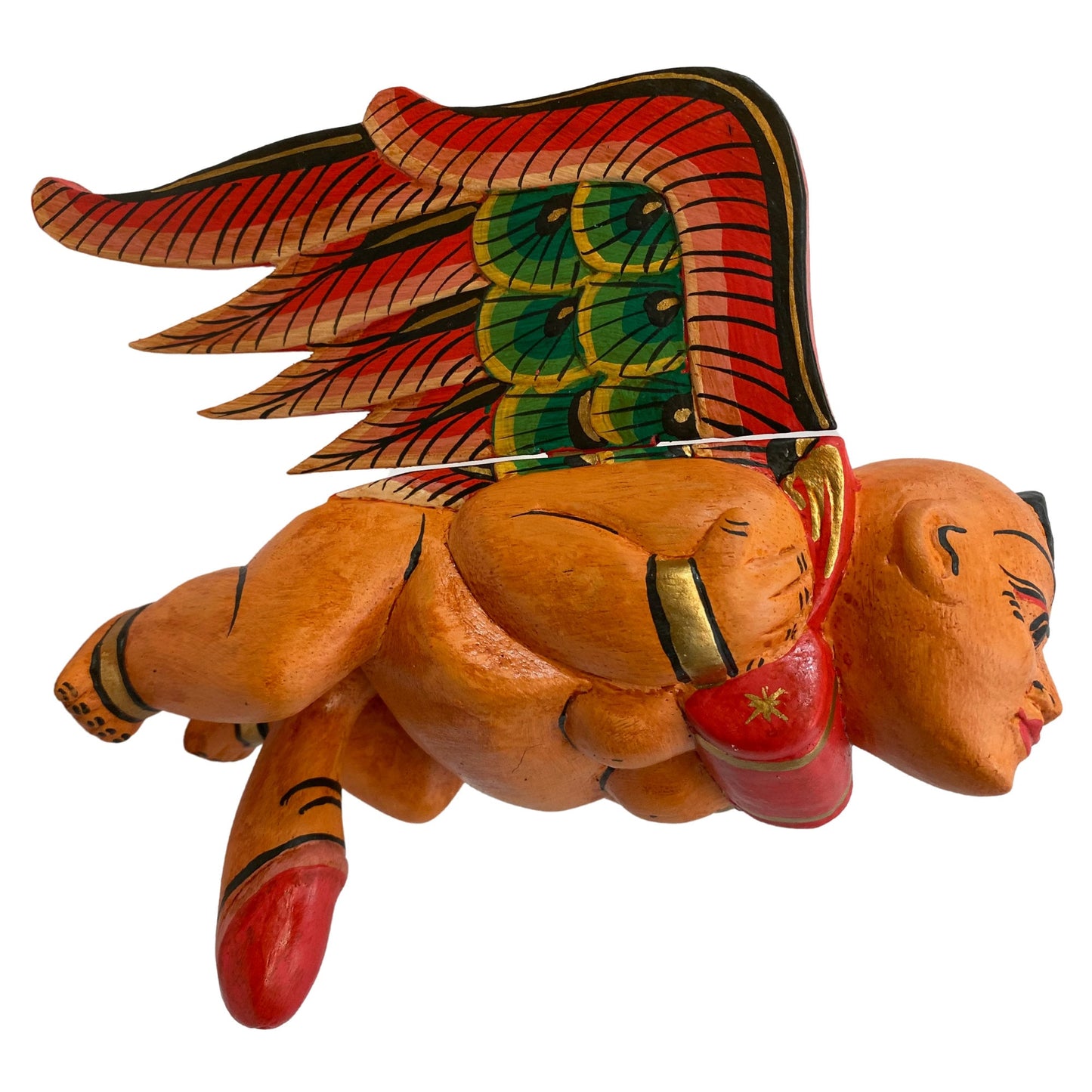 Winged Balinese Baby mobile Lingam Flying Dick Statue Cradle guardian Spiritchaser Carved wood Bali art
