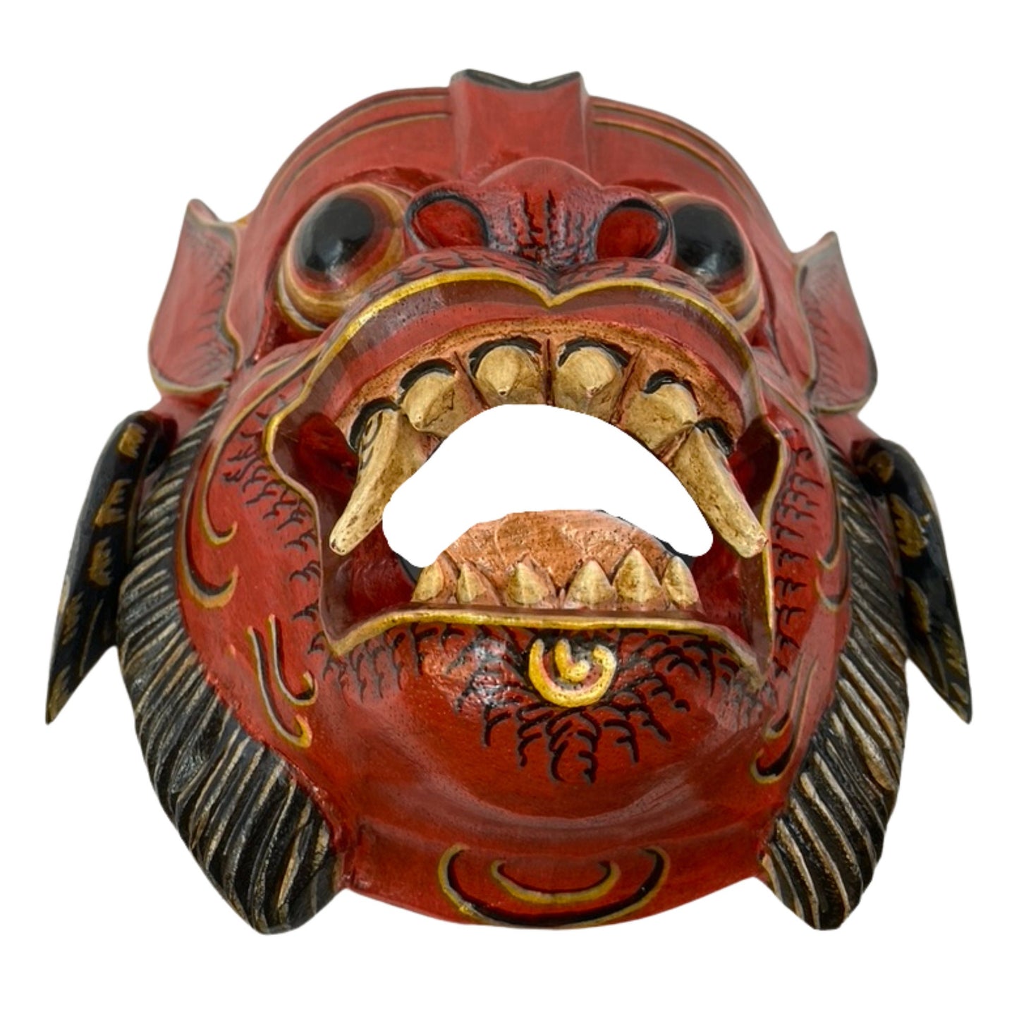 Balinese Mask Red Monkey Demon Bali Folk Wall Art Hand carved wood - Acadia World Traders
