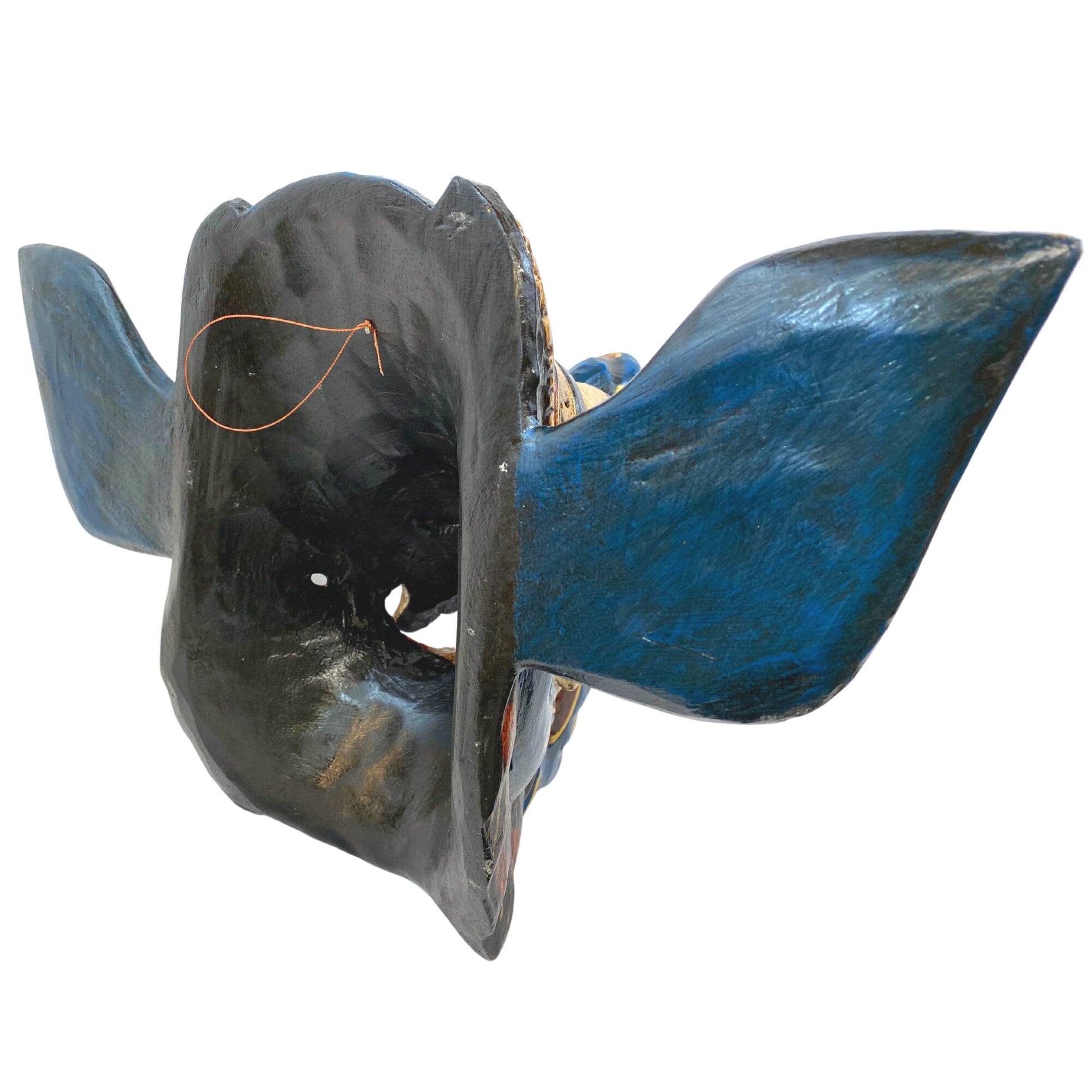 Balinese Blue Ganesha Elephant Mask Remover of Obstacles Hand Carved wood Hindu art Bali folk art wall decor - Acadia World Traders