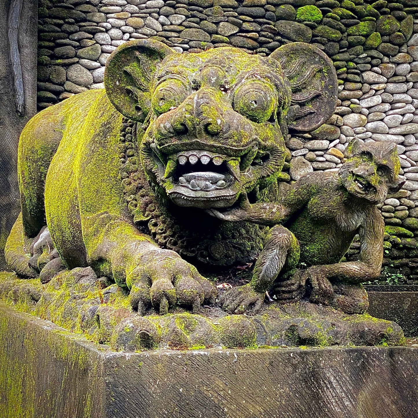 Balinese Tiger Mask Barong Macan Wooden Tiger Mask Guardian Demon Bali Hand Carved Wood Folk art Carving Wall Decor - Acadia World Traders