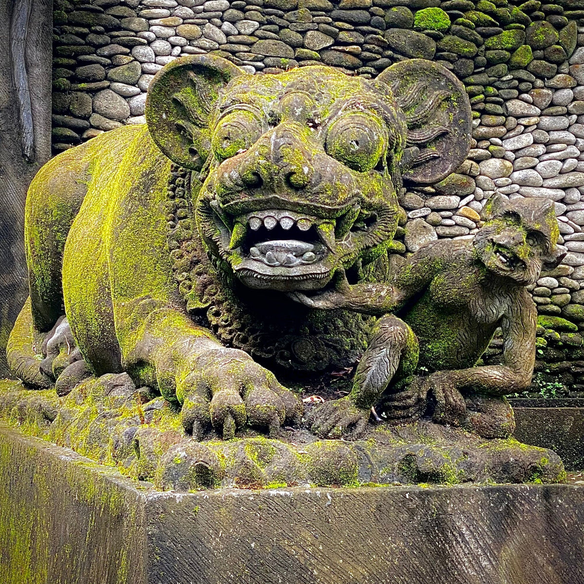 Balinese Barong Tiger Mask: Hand Carved Wood Bali Folk Art Sculpture, Wall Decor - Acadia World Traders