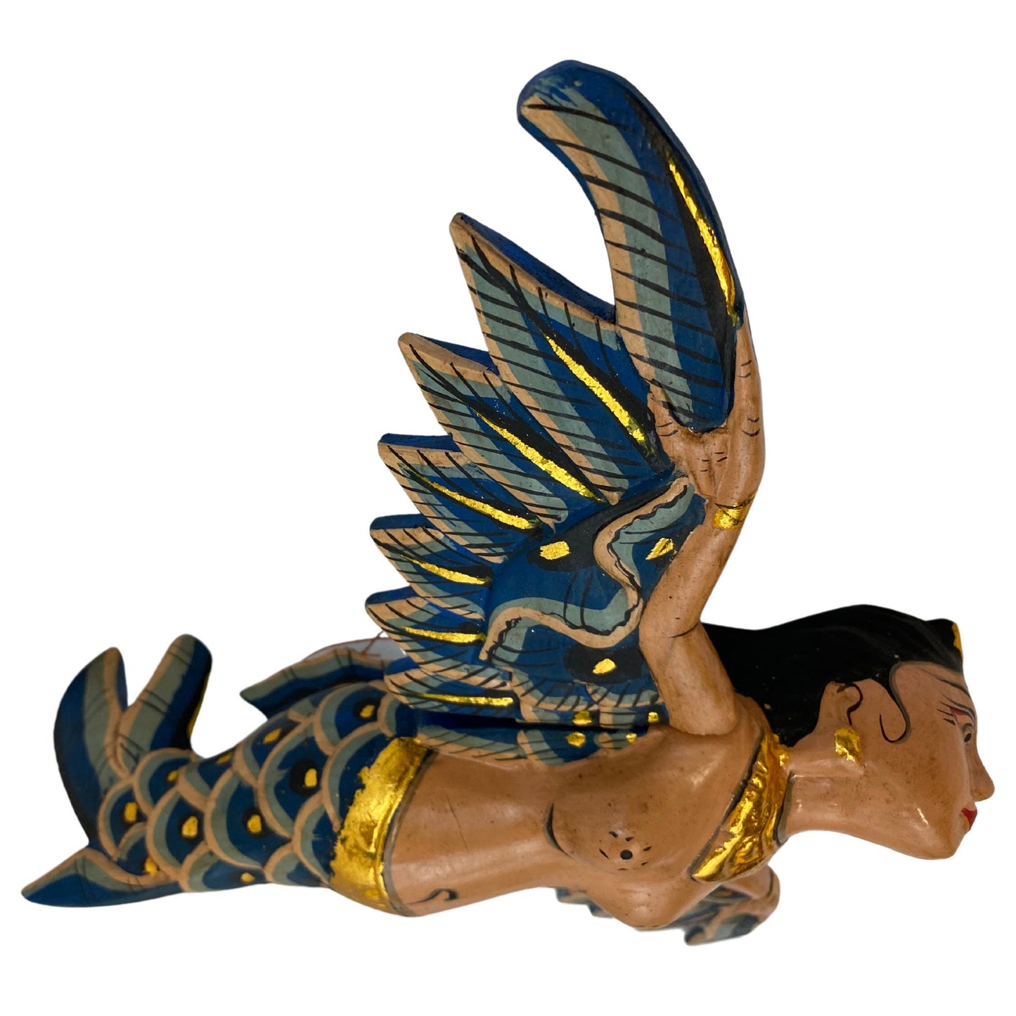 Balinese Flying Mermaid Goddess Spiritchaser Mobile: Hand Carved Wood, Bali Folk Art 8"