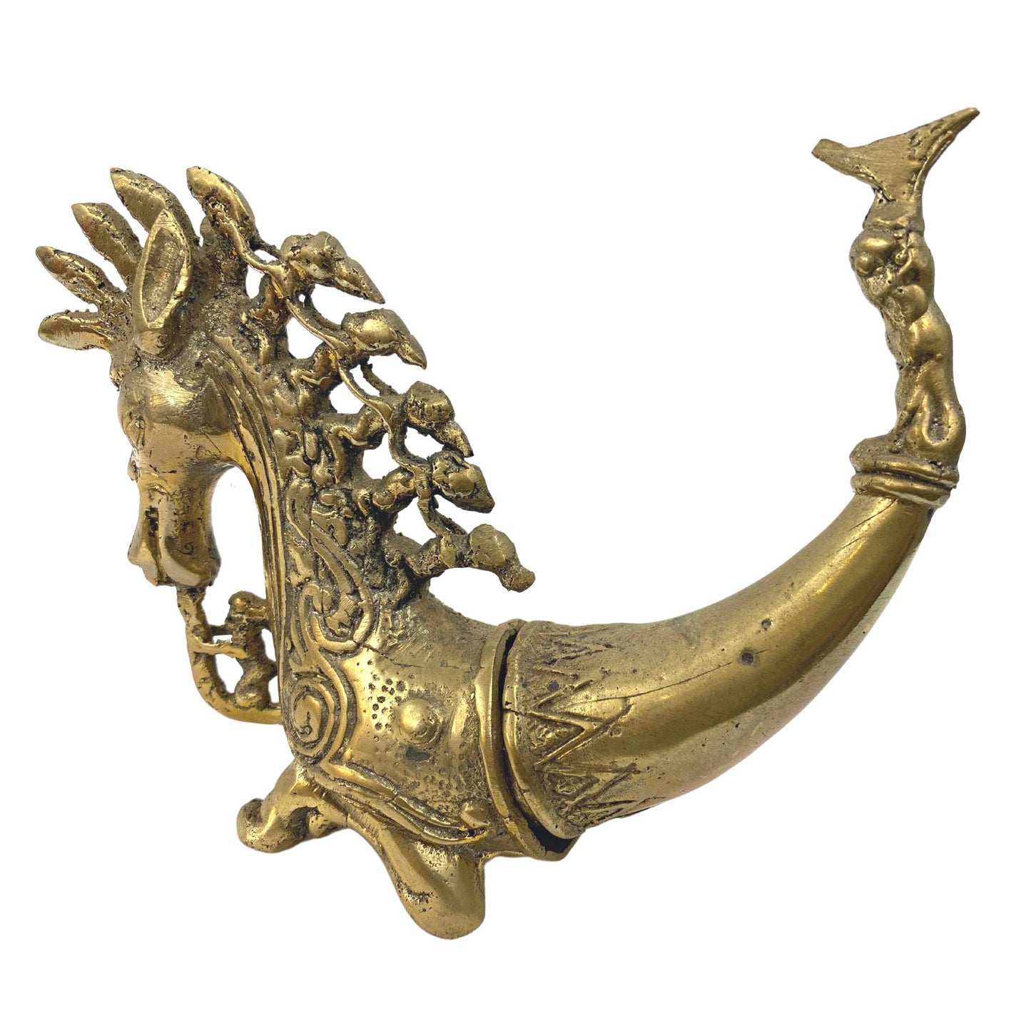 Tribal Seahorse Betel Nut Medicine container stash box handmade Cast Bronze Indonesian - Acadia World Traders