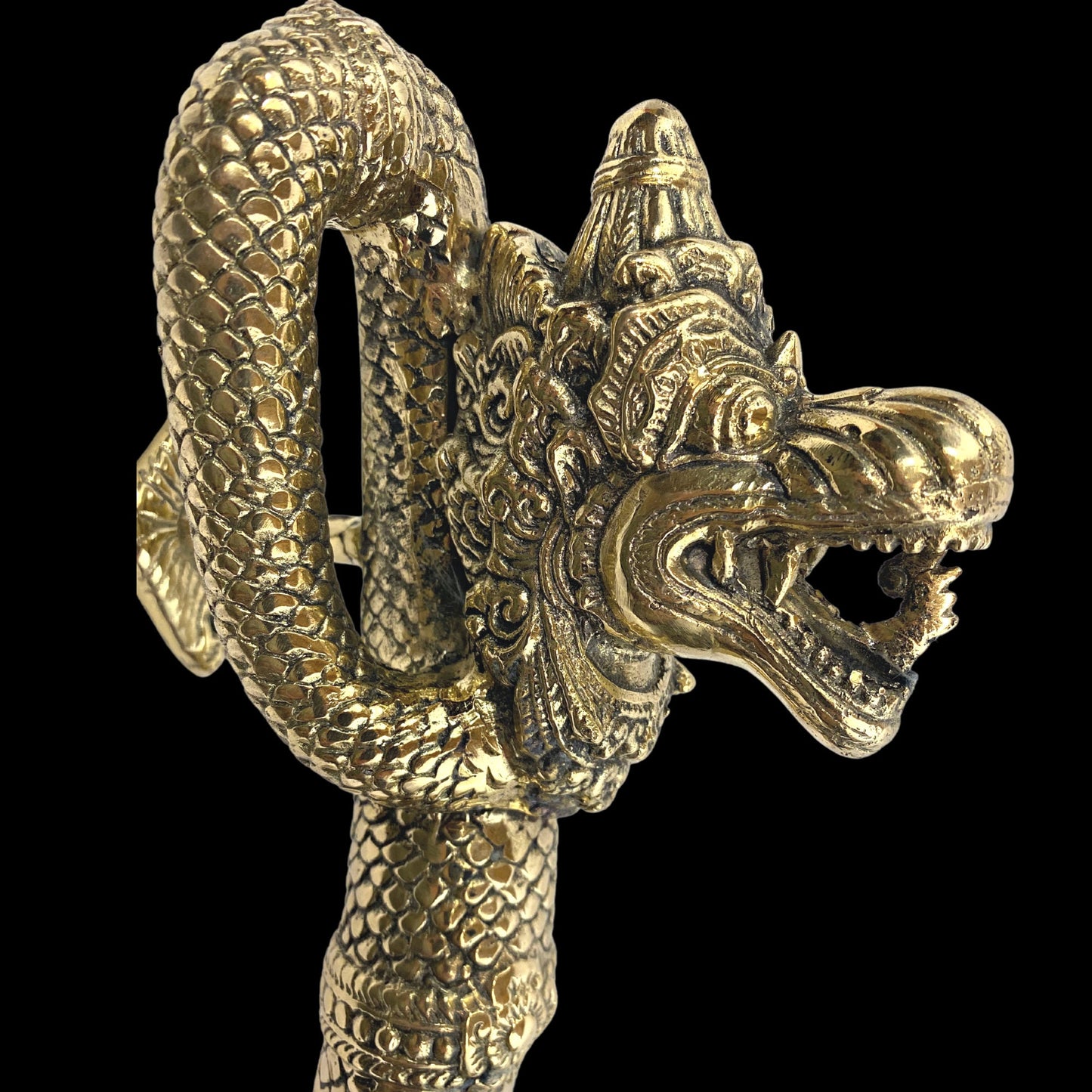 Silvered Bronze Dragon Door Handle: Handmade Bali Art