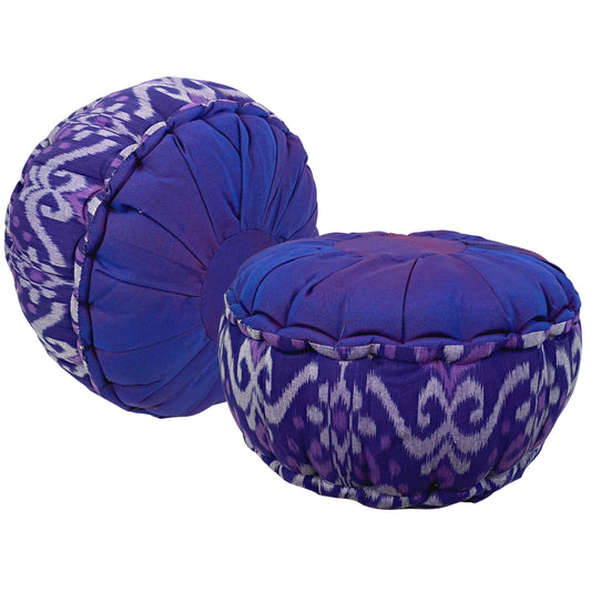 Yoga Pillow Zafu Meditation Cushion Hand woven Purple Balinese Ikat handmade Organic Kapok Bali Batik Boho decor