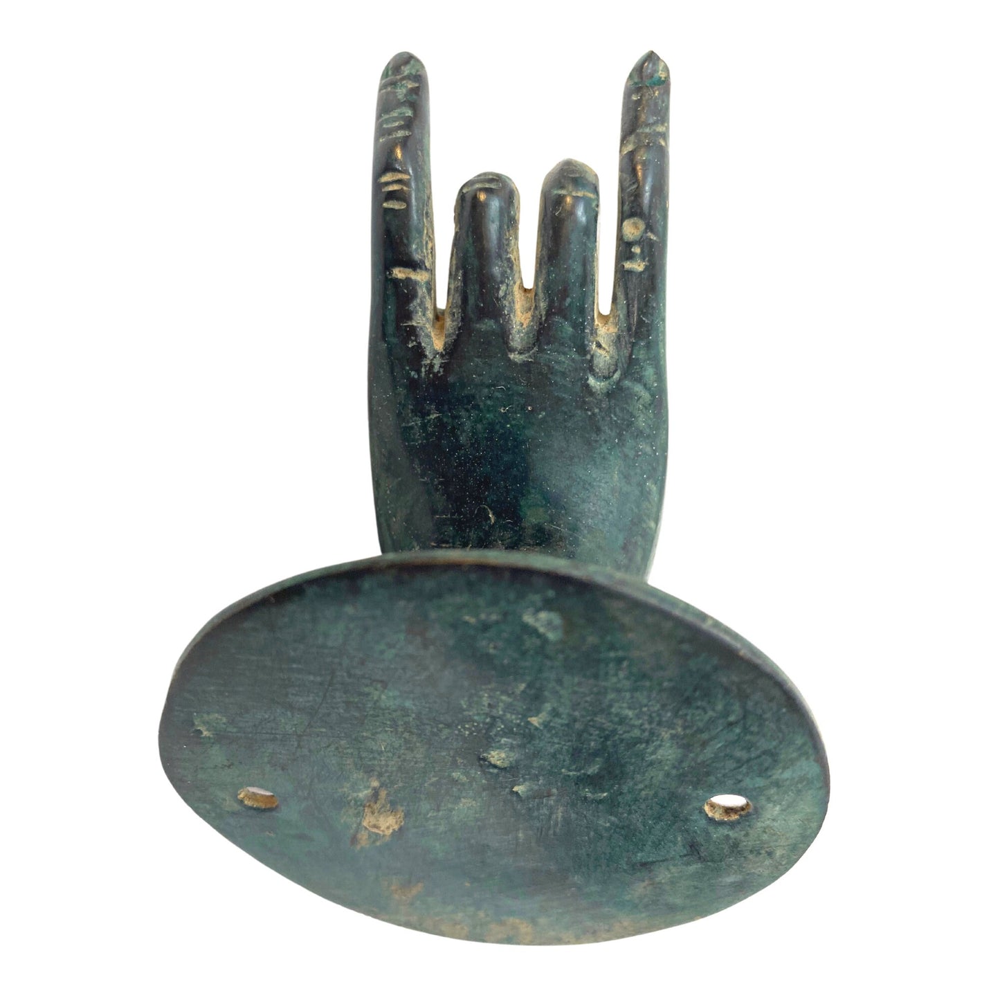 Buddha Blessing Mudra Hands Door Handle Knob Cabinet Pull wall hook Lost wax cast Verdigris Solid Bronze Bali Art Set 2 - Acadia World Traders