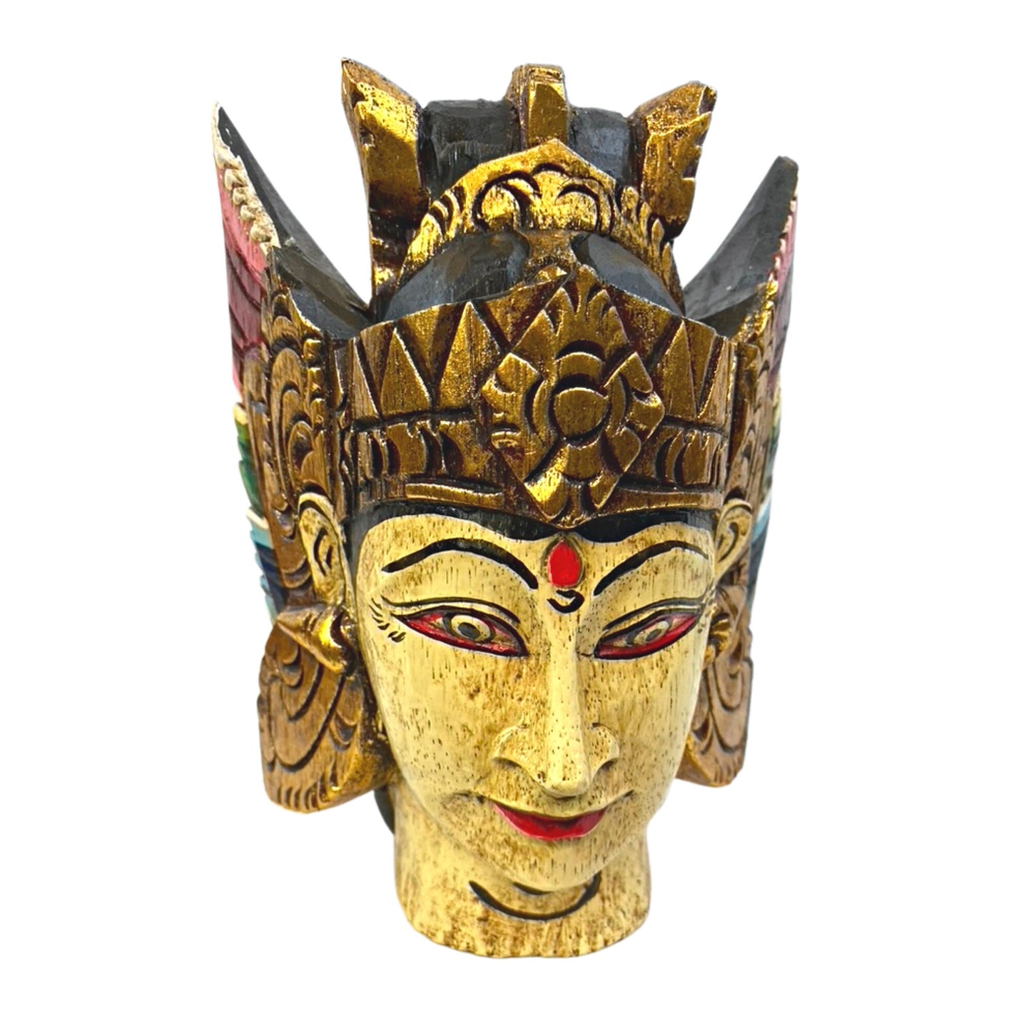 Dewi Sita Goddess Mask Ramayana Wall art carved wood Balinese Folk Art - Acadia World Traders