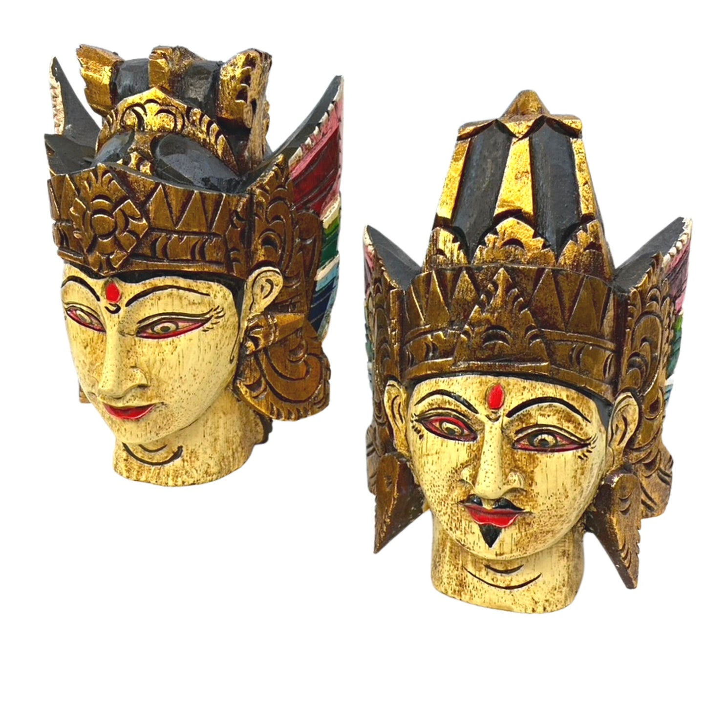 Dewi Sita Goddess Mask Ramayana Wall art carved wood Balinese Folk Art - Acadia World Traders